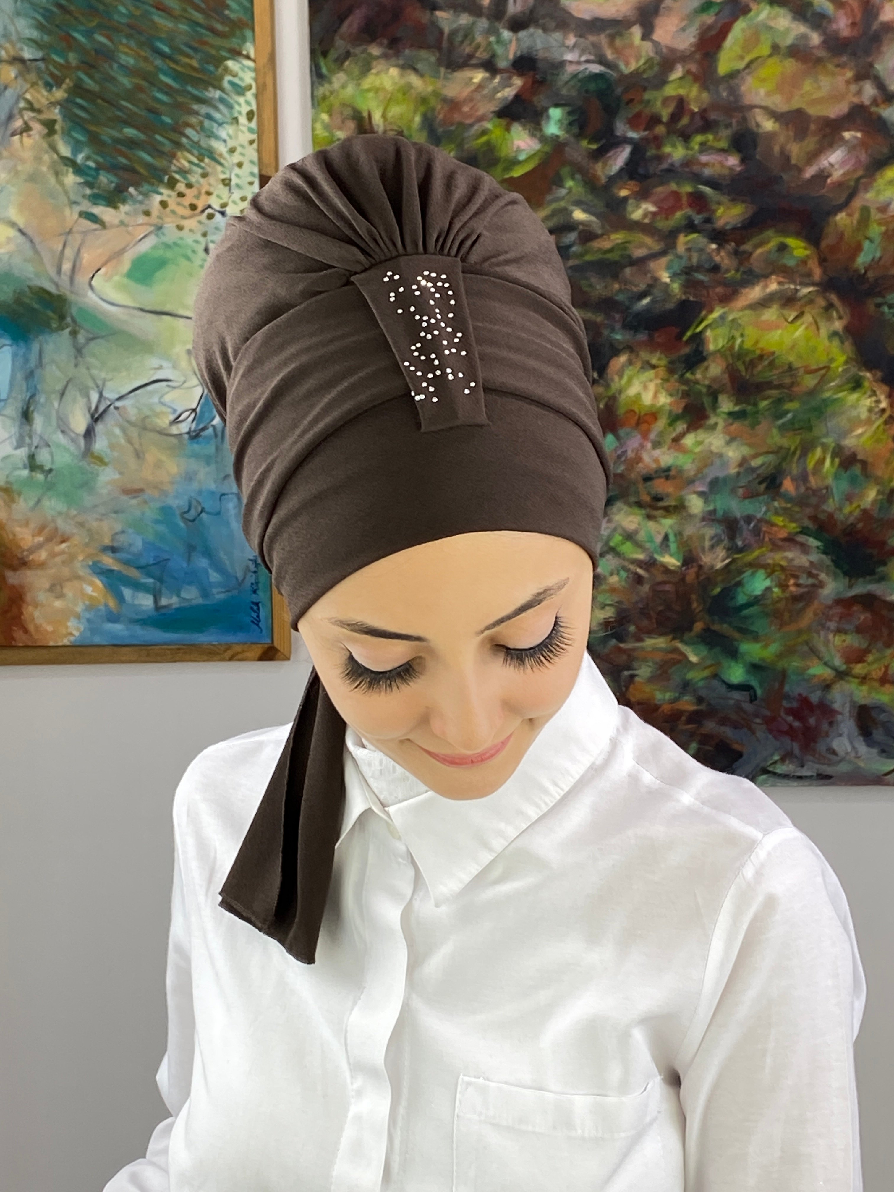 Hürrem Model Tek Biritli Taşlı Bone Şal