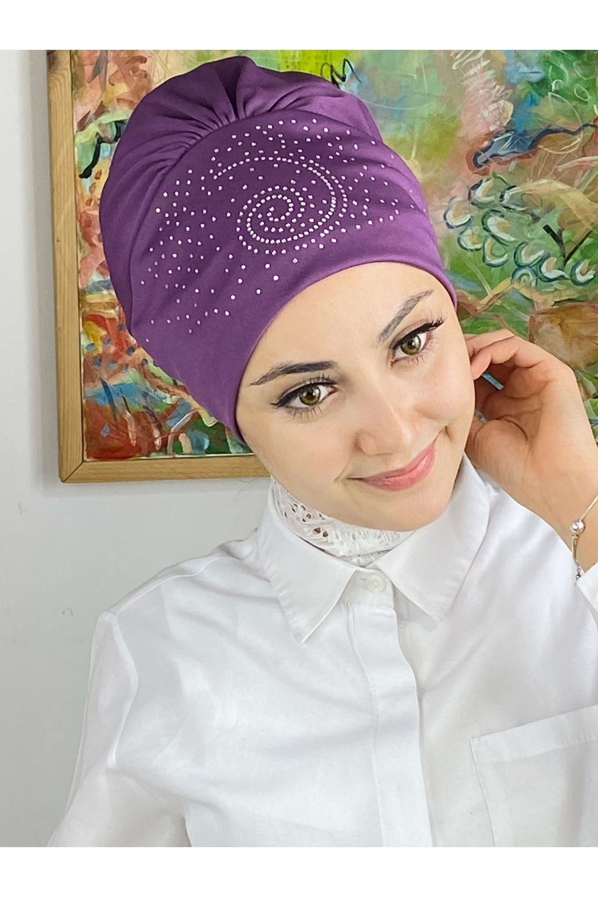 Helezon Taşlı Açık Mor Bone