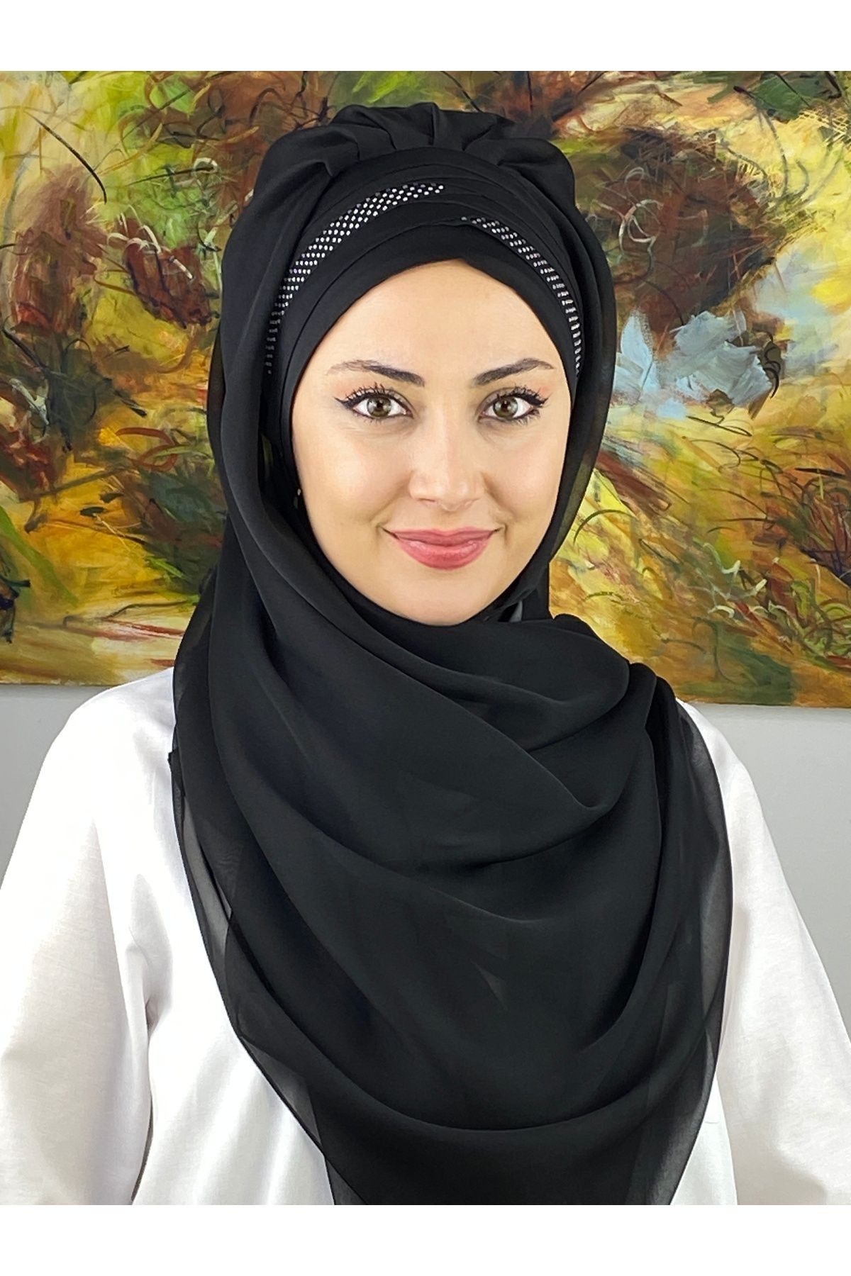 Mihrimah Çapraz Drapeli Fransız Şifon Hazır Şal
