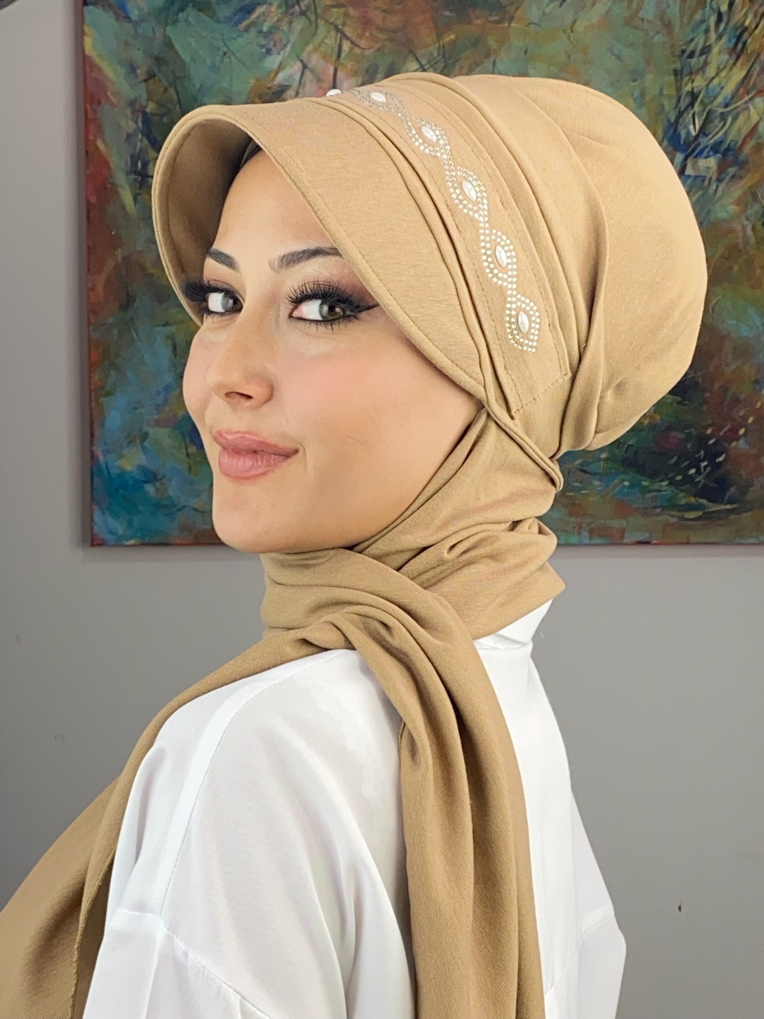 ARPA İNCİ YILAN DESENLİ ŞAPKA 