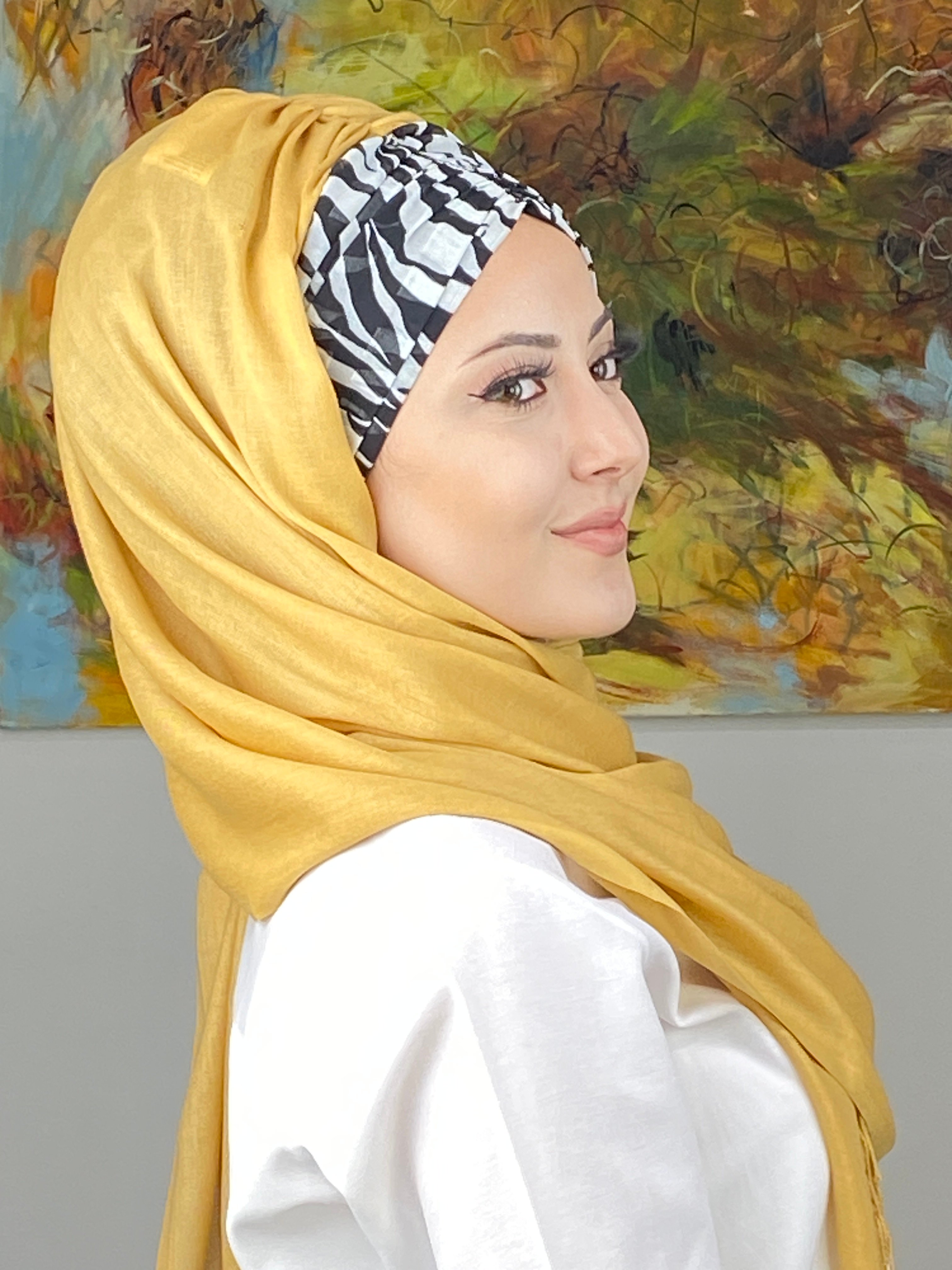 Zebra Desenli Büzgülü Hazır Şal