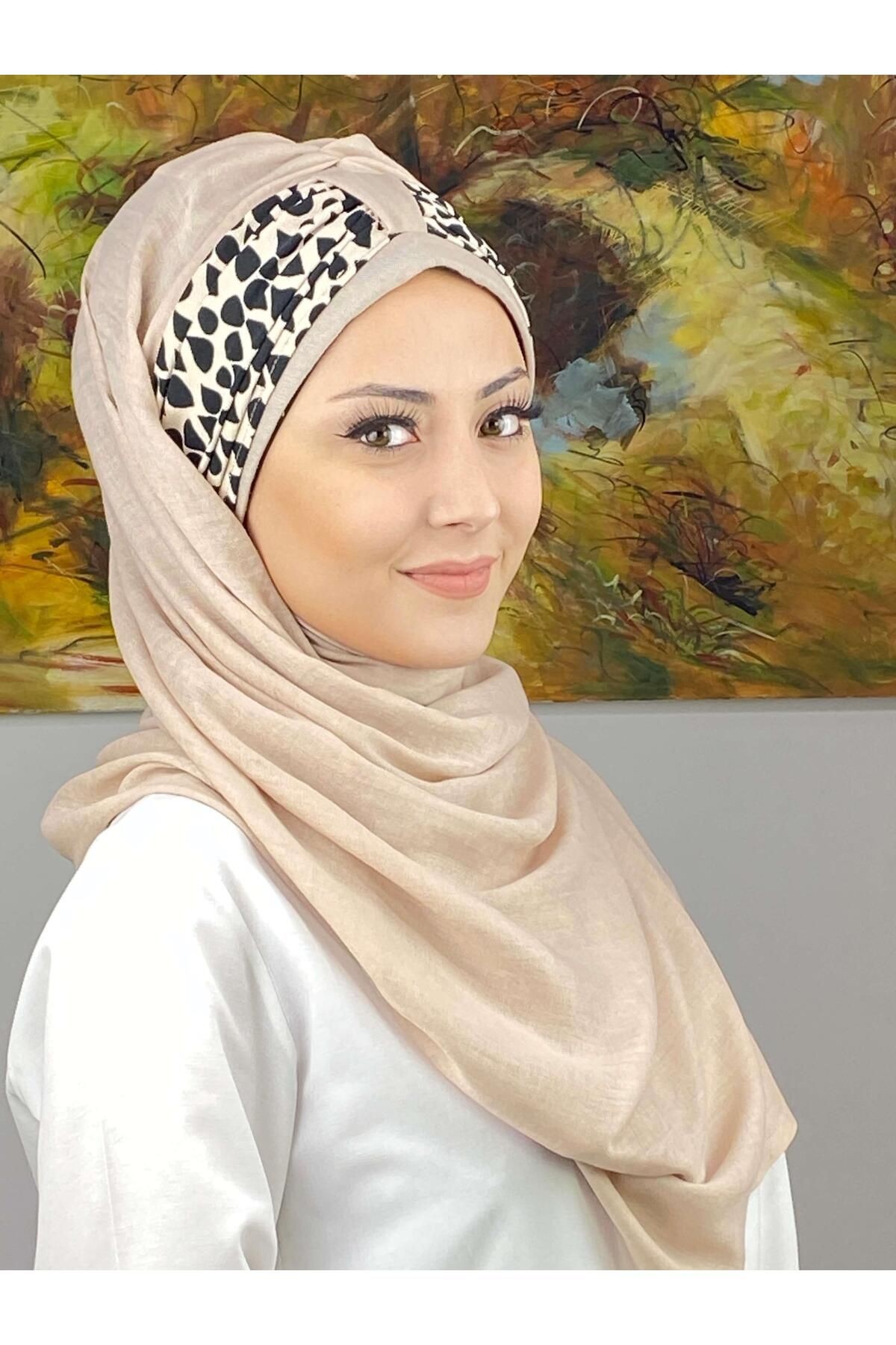 Hürrem Model Damla Desenli Büzgü Detaylı Hazır Şal