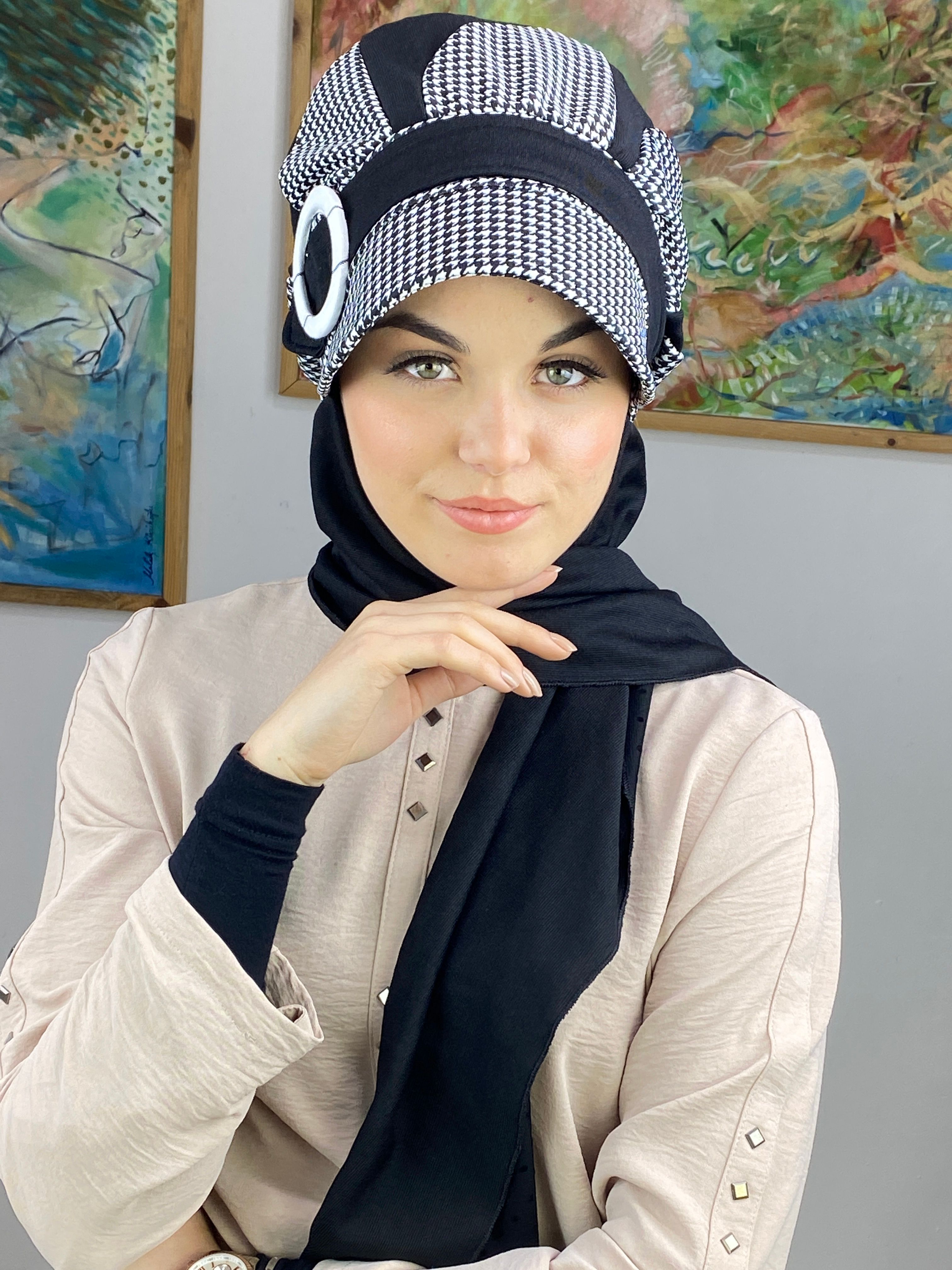 Damla Model Toka Detaylı Şapka Şal