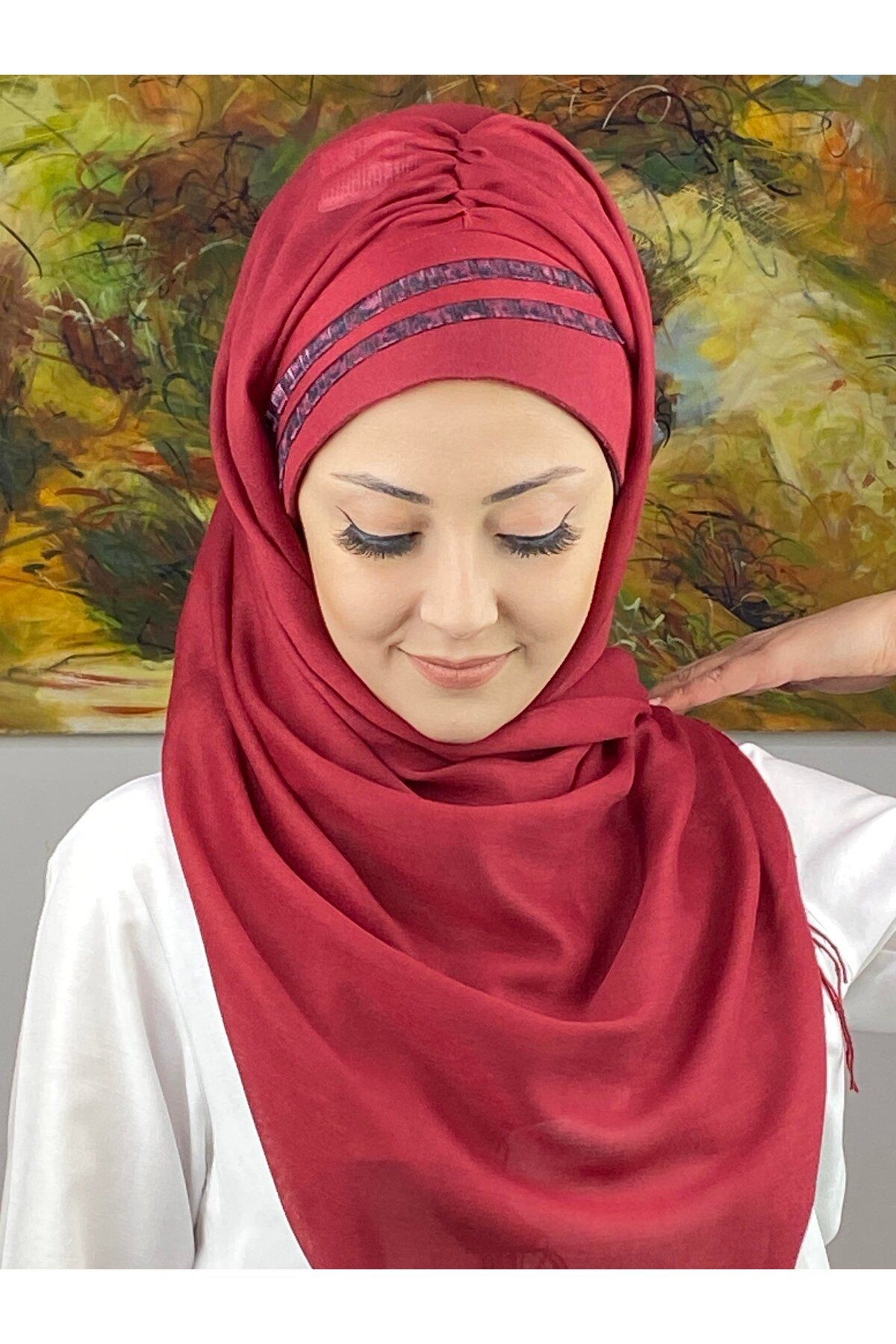 Saray Model Düz Desenli Hazır Şal