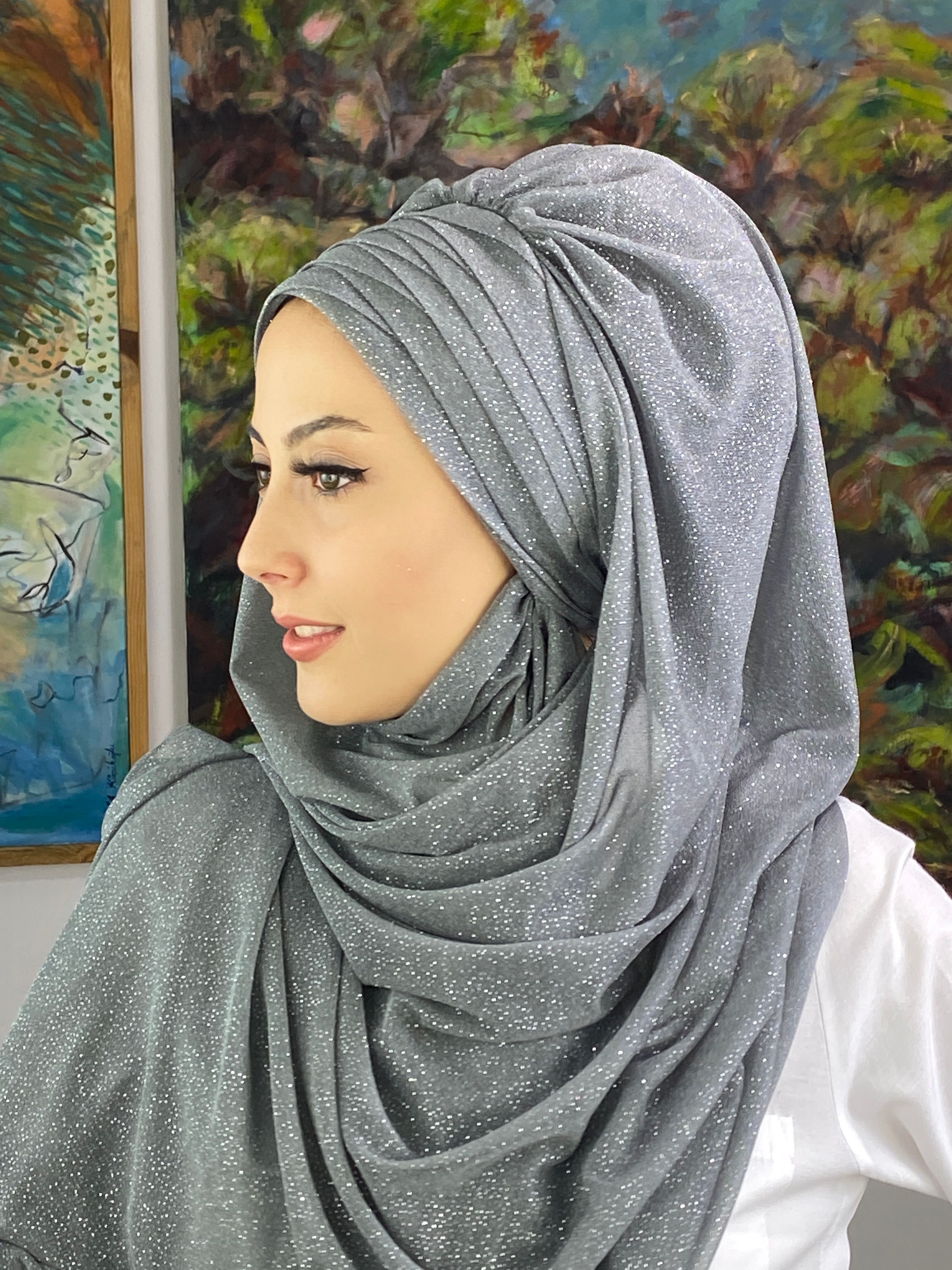Işıltı Model Drapeli Simli Abiye Şal