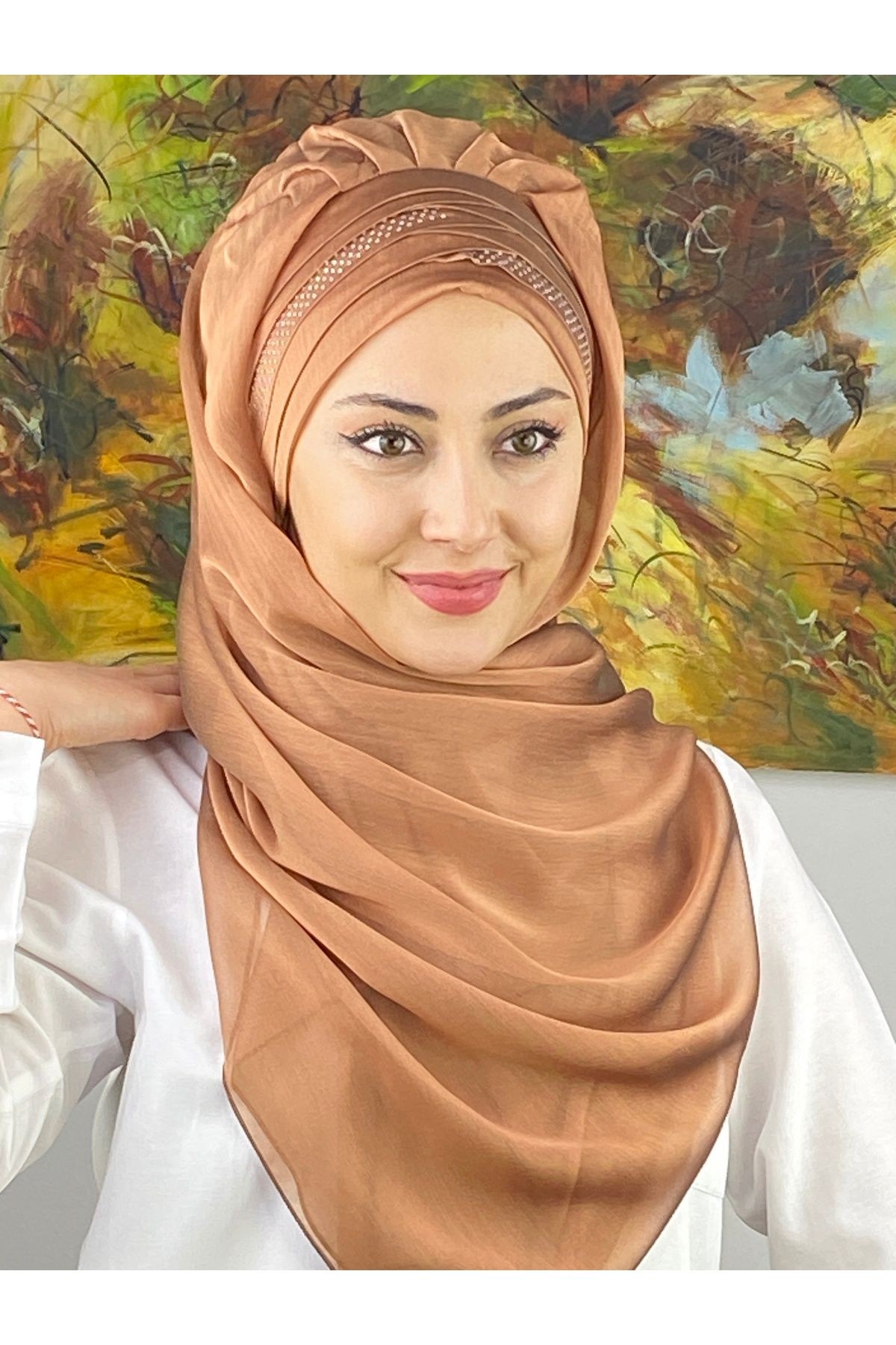 Mihrimah Çapraz Drapeli Fransız Şifon Hazır Şal