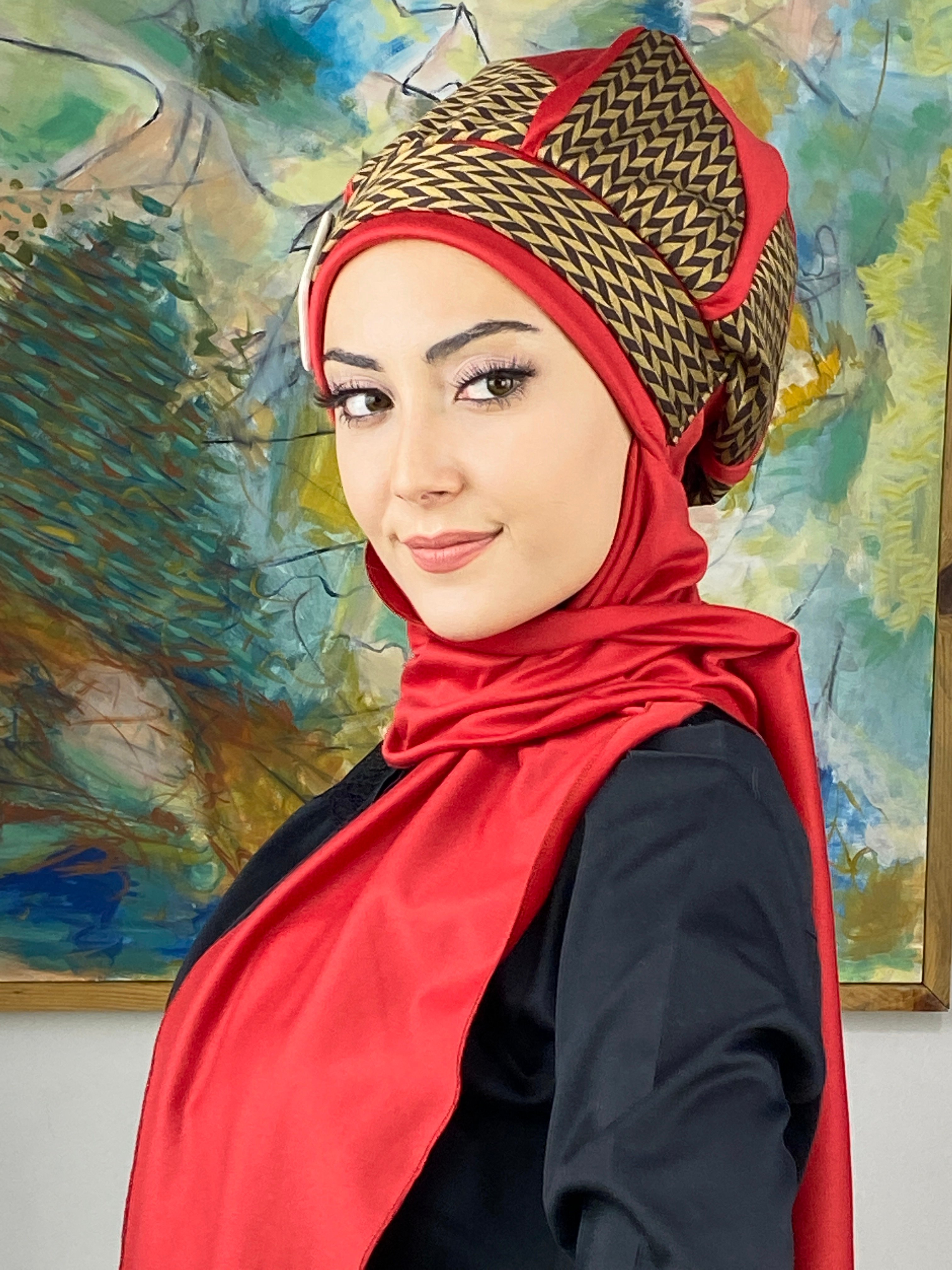 Damla Model Başak Desen Tesettür Bone
