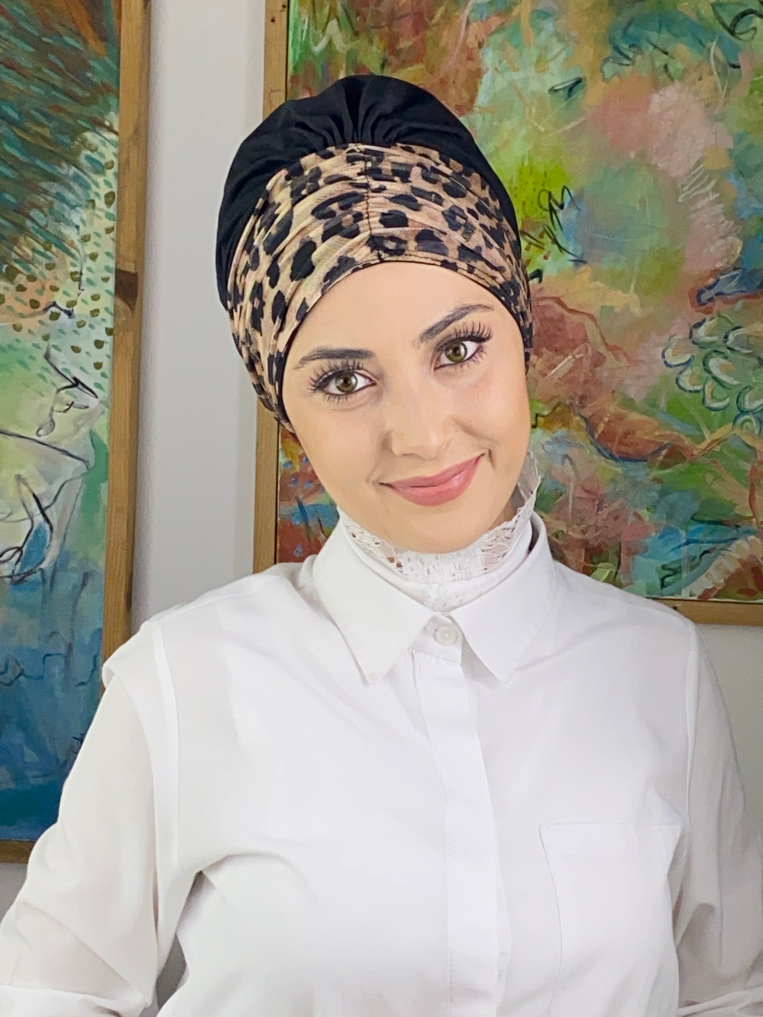 Büzgülü Siyah Bone - siyah - leopar