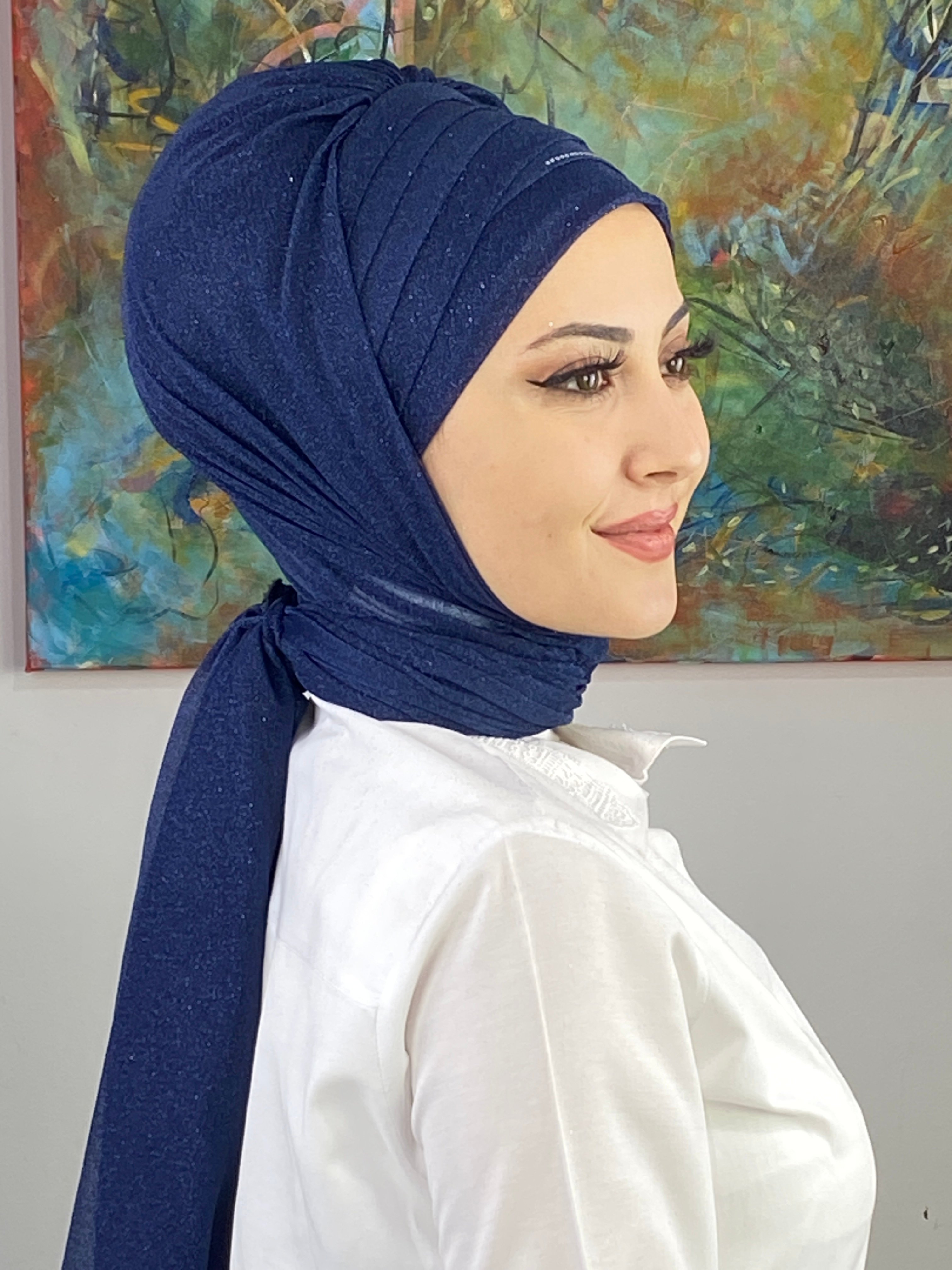 Dilber Model Çok Drapeli Üçlü Taş Abiye Simli Şal