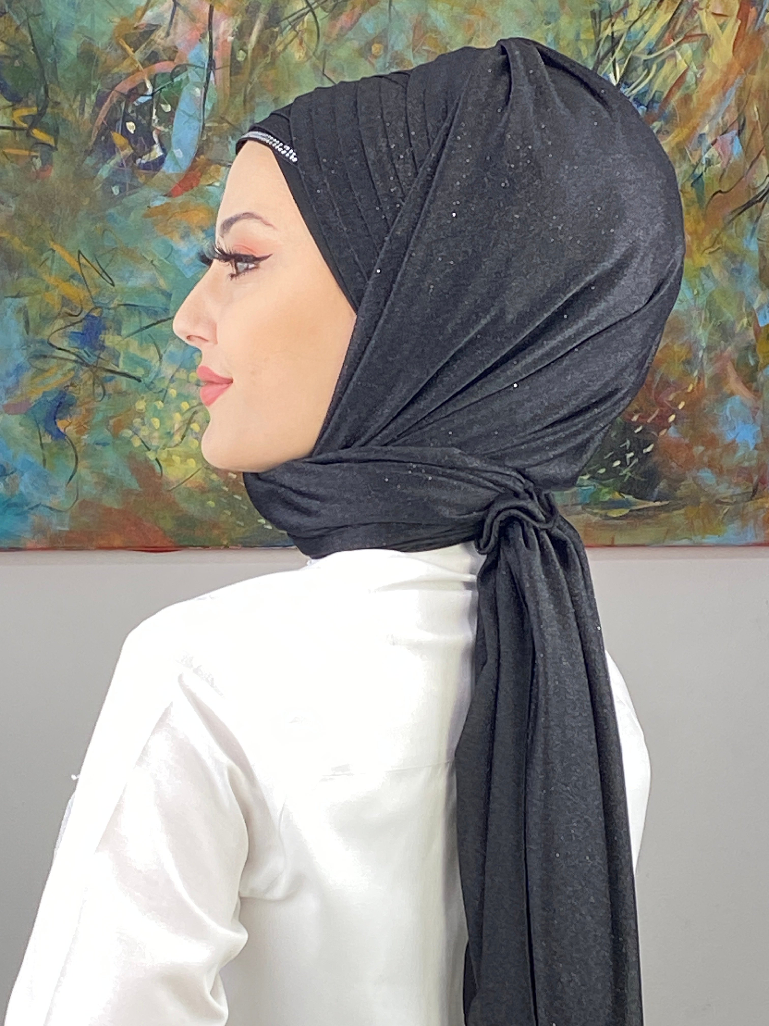 Dilber Model Çok Drapeli Çift Sıra Taşlı Abiye Simli Şal