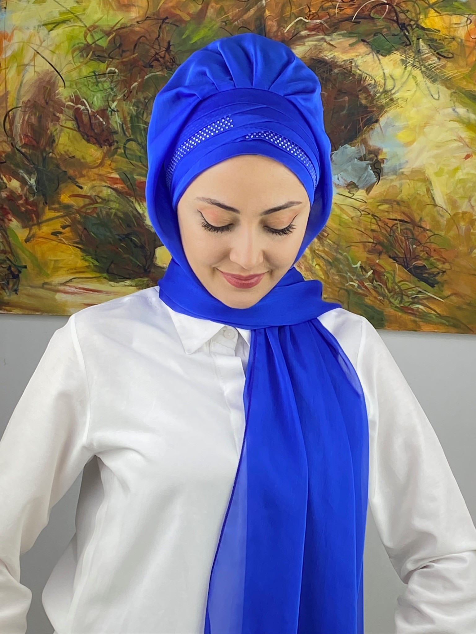 FRANSIZ CAPRAZ DRAPE DETAYLI ABİYE ŞAL