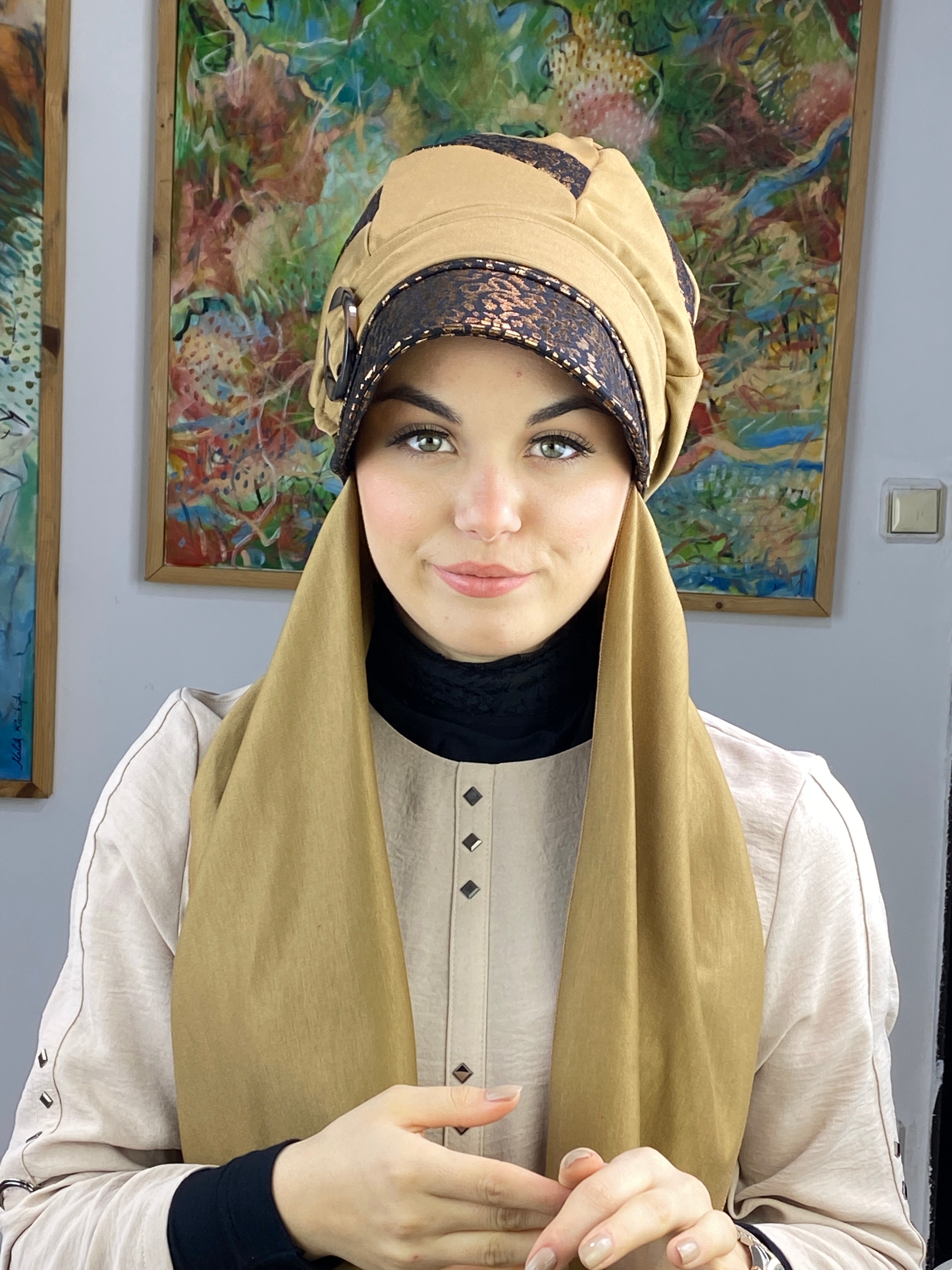 Şerit Modelli Atkılı Şapka