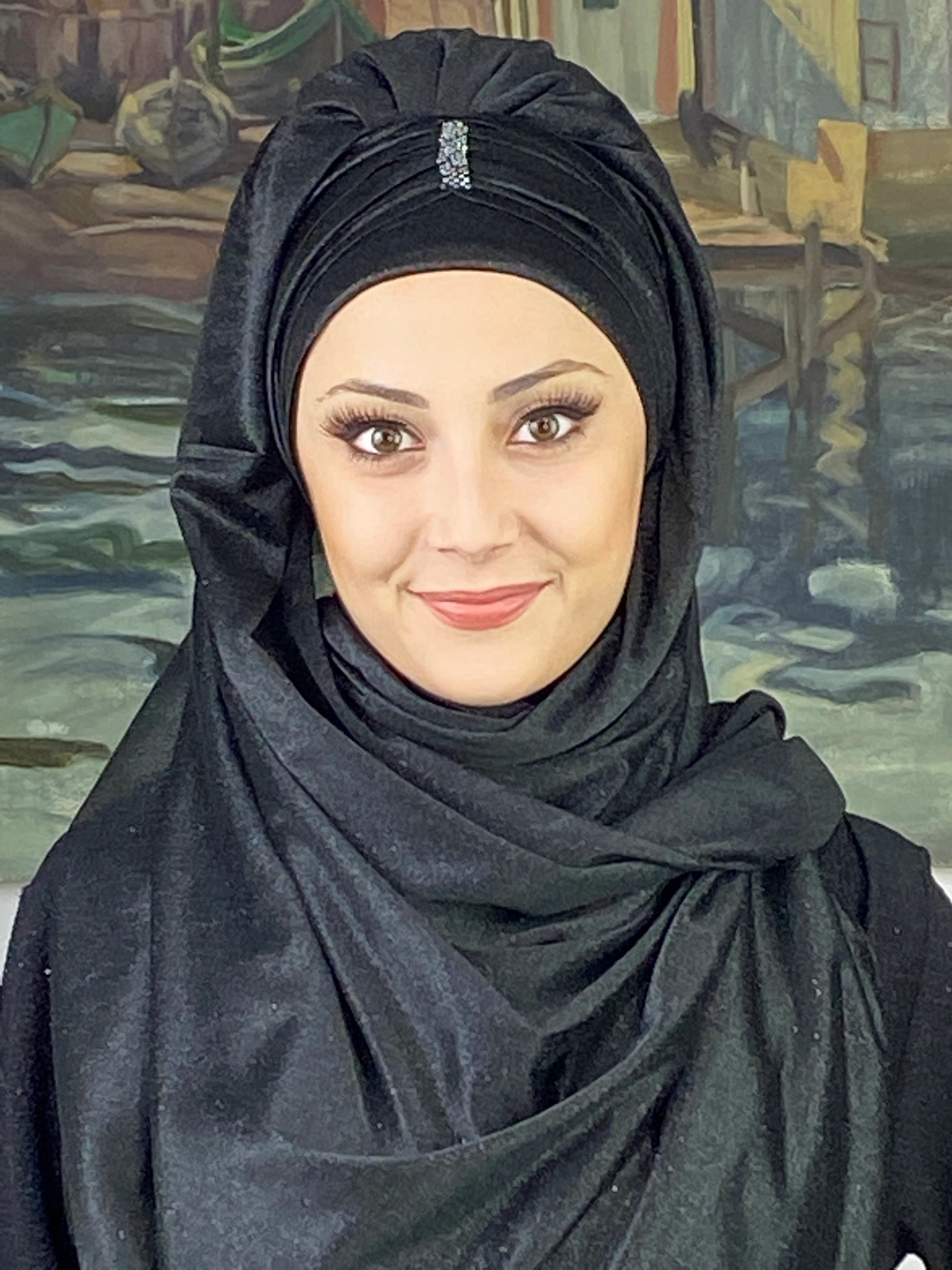 Pullu Model Simli Şifon Büzgülü Şal