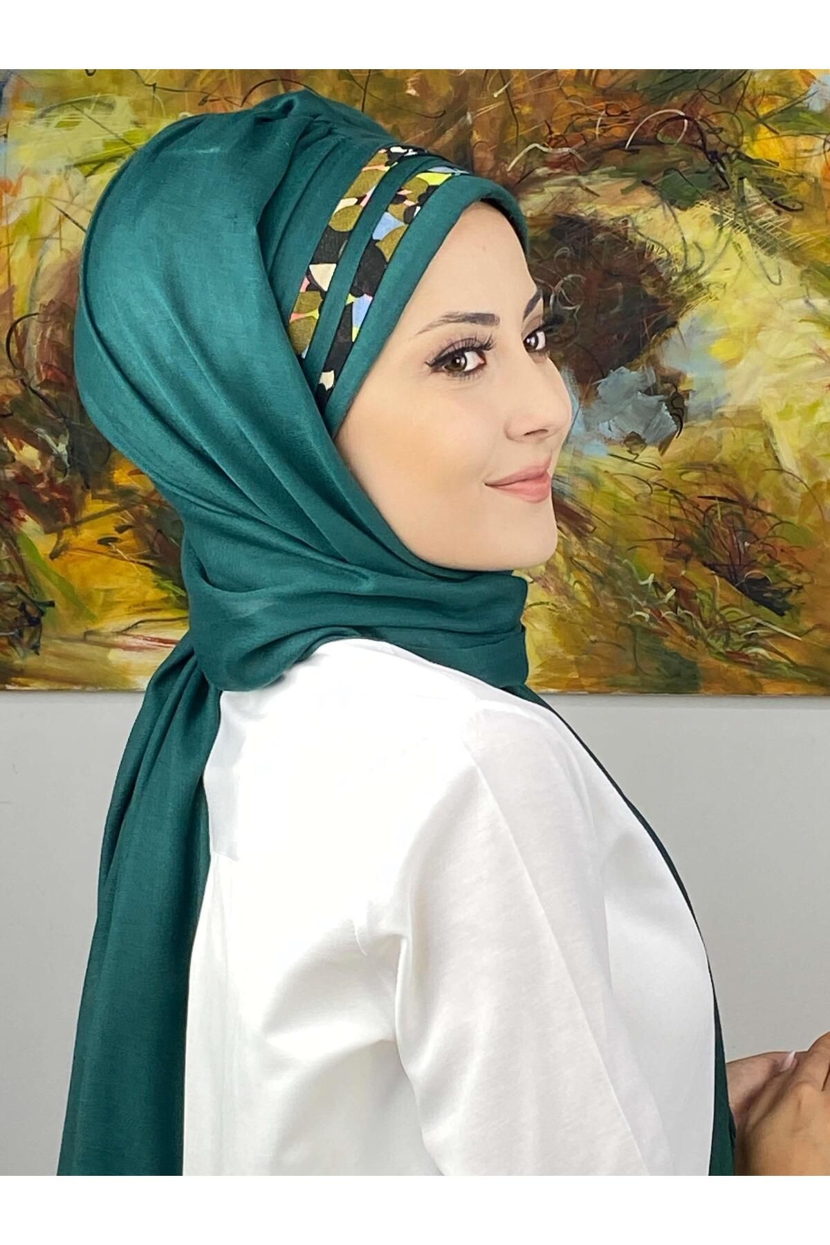 Topkapı Model Çapraz Drapeli Floral Desenli Hazır Şal