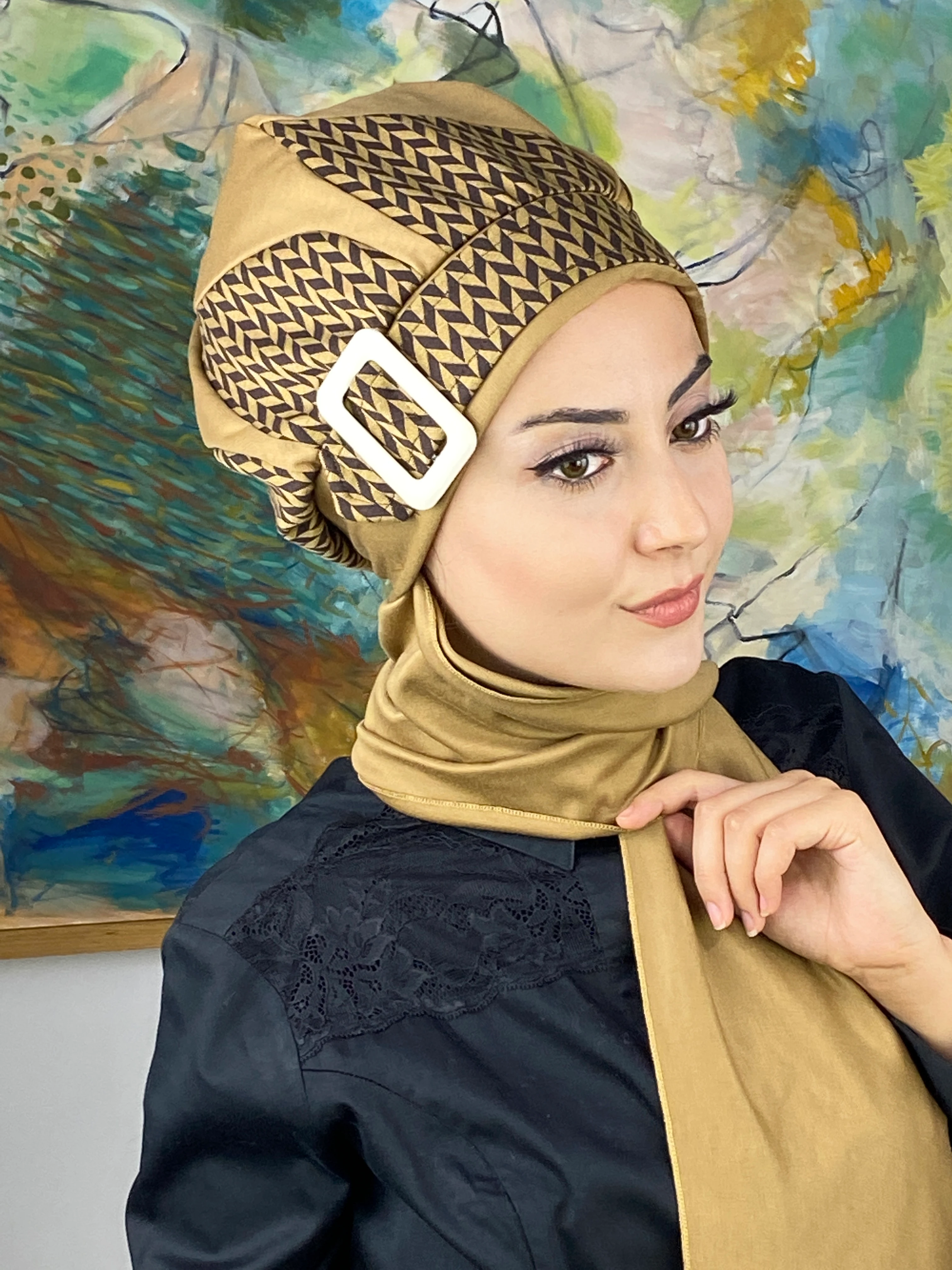 Damla Model Küçük Ekoseli Tesettür Bere