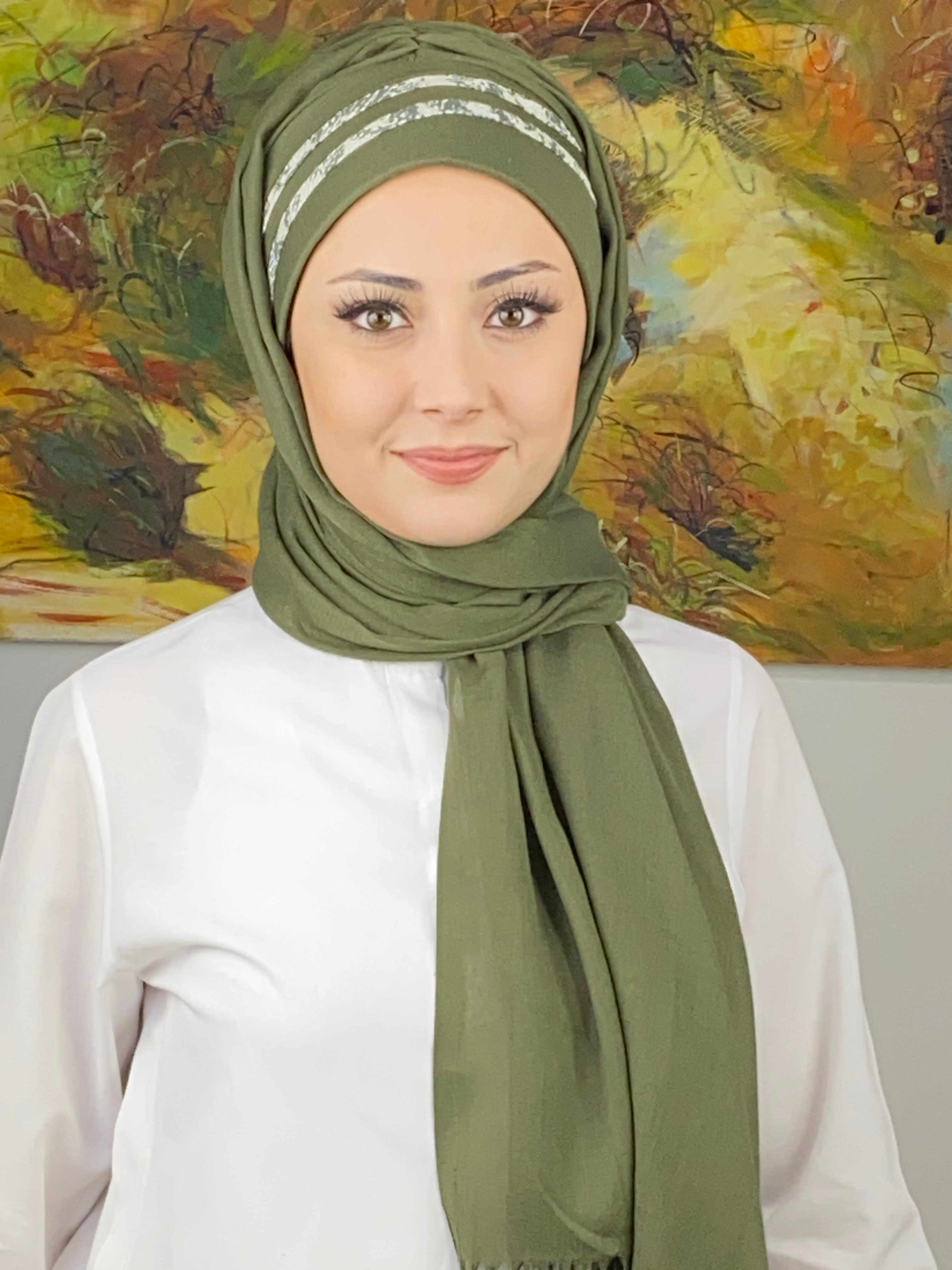  Saray Model Minik Puantiyeli Şeritli Hazır Şal