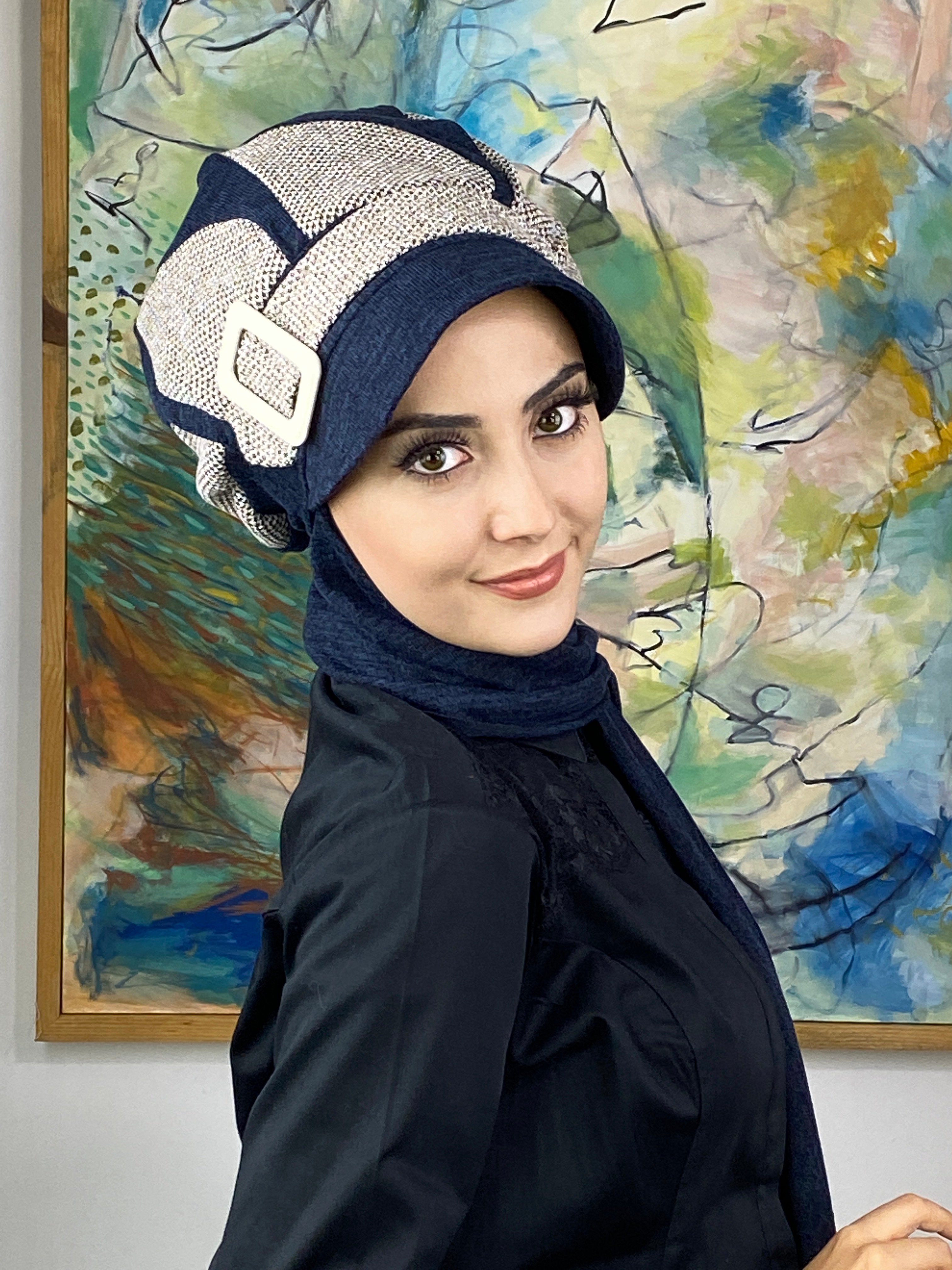 Damla Model Kırçıllı Triko Tesettür Tesettür Şapka Şal