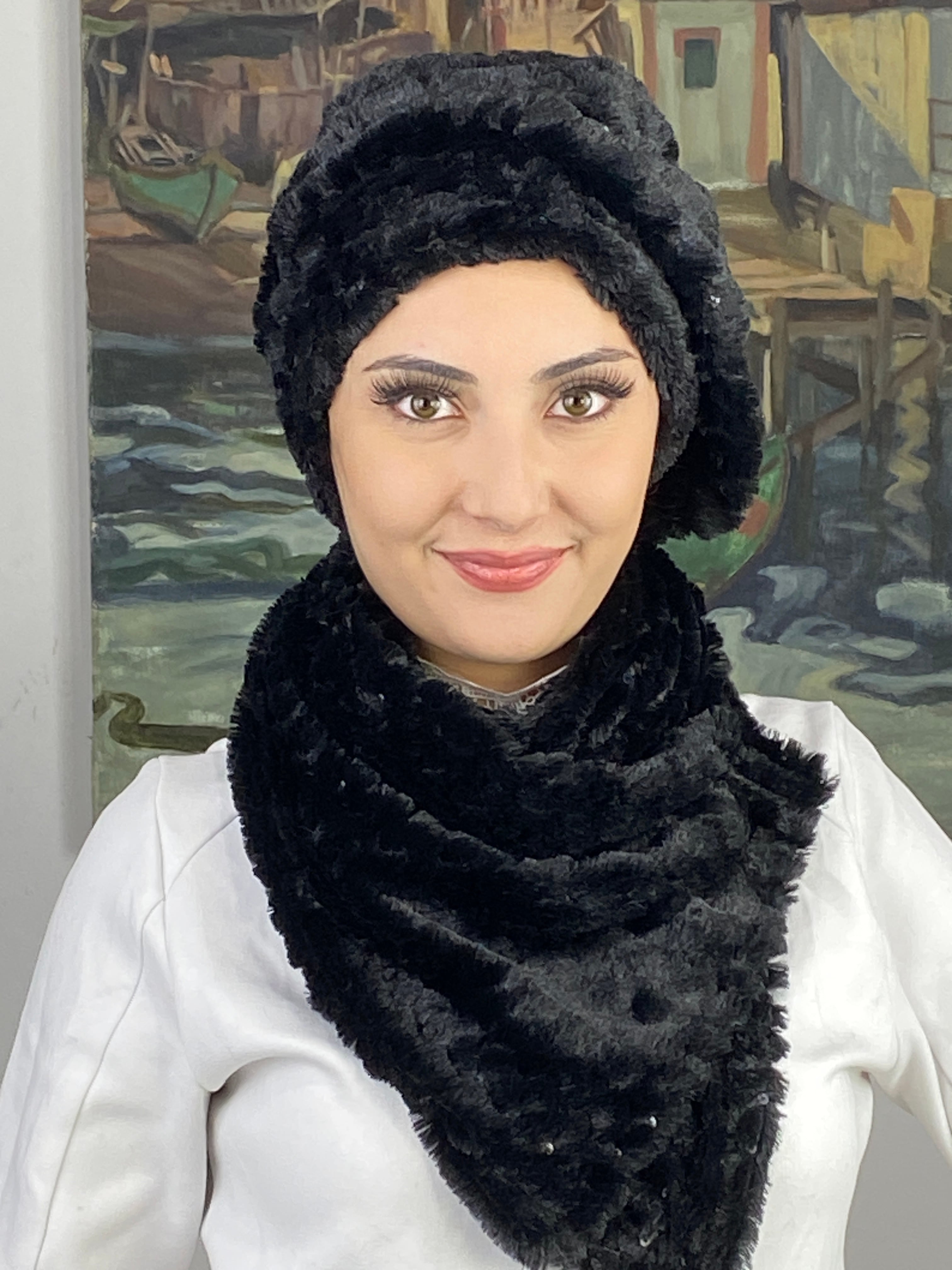 Peluş İkili Takımlar  - siyah - gümüş taşlı