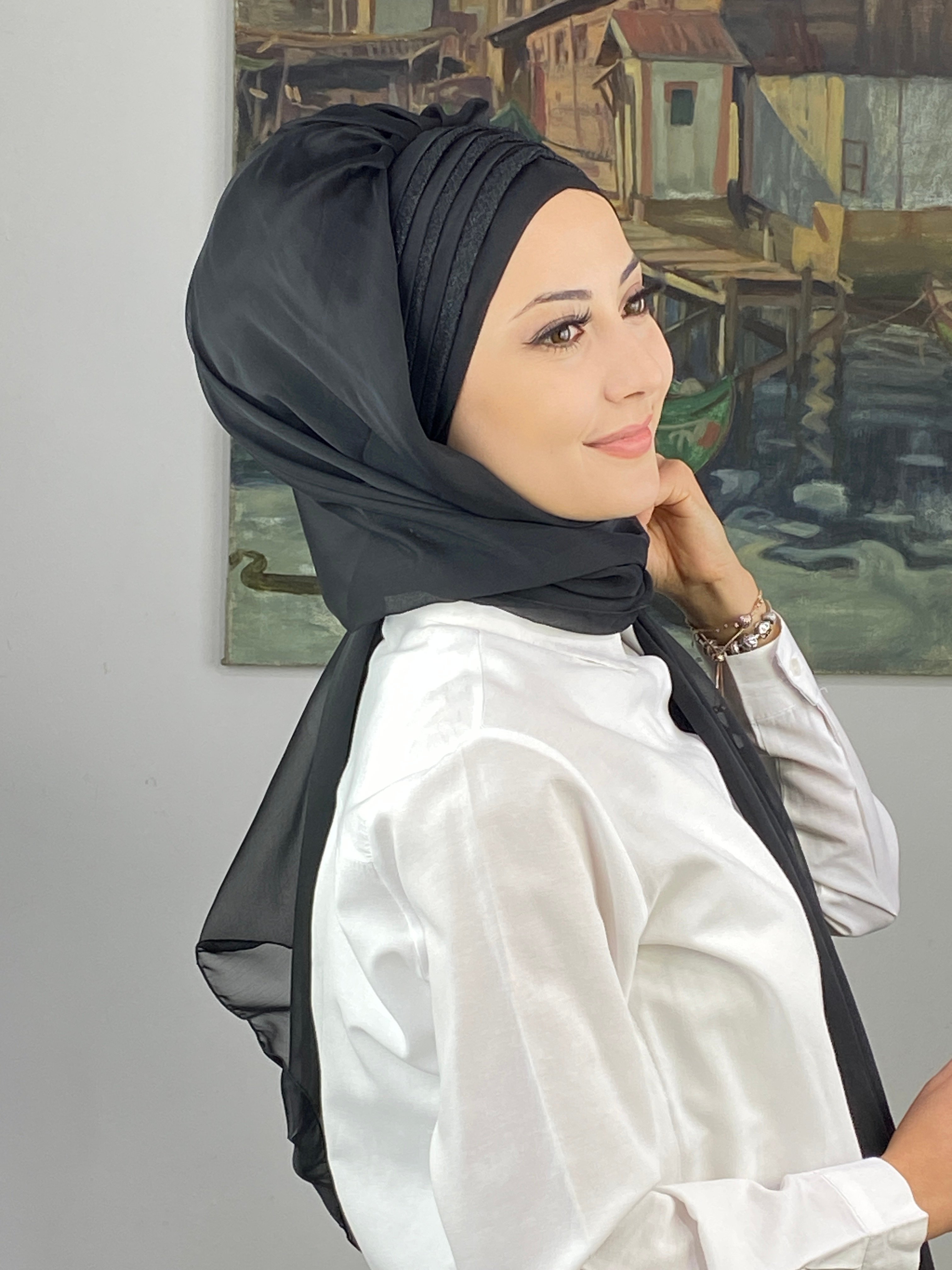 Topkapı Çapraz Drapeli Biritleri Simli Fransız Şifon Hazır Şal