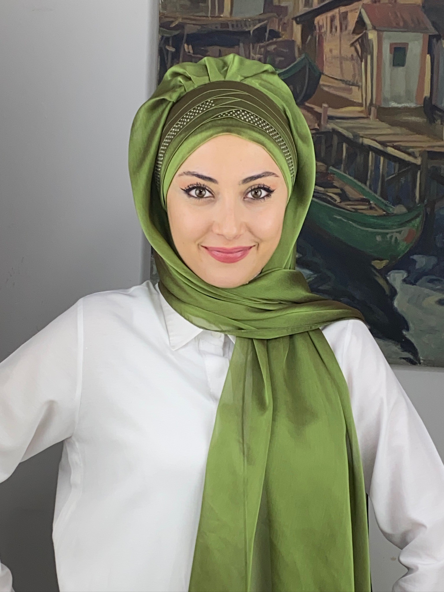 FRANSIZ CAPRAZ DRAPE DETAYLI ABİYE ŞAL