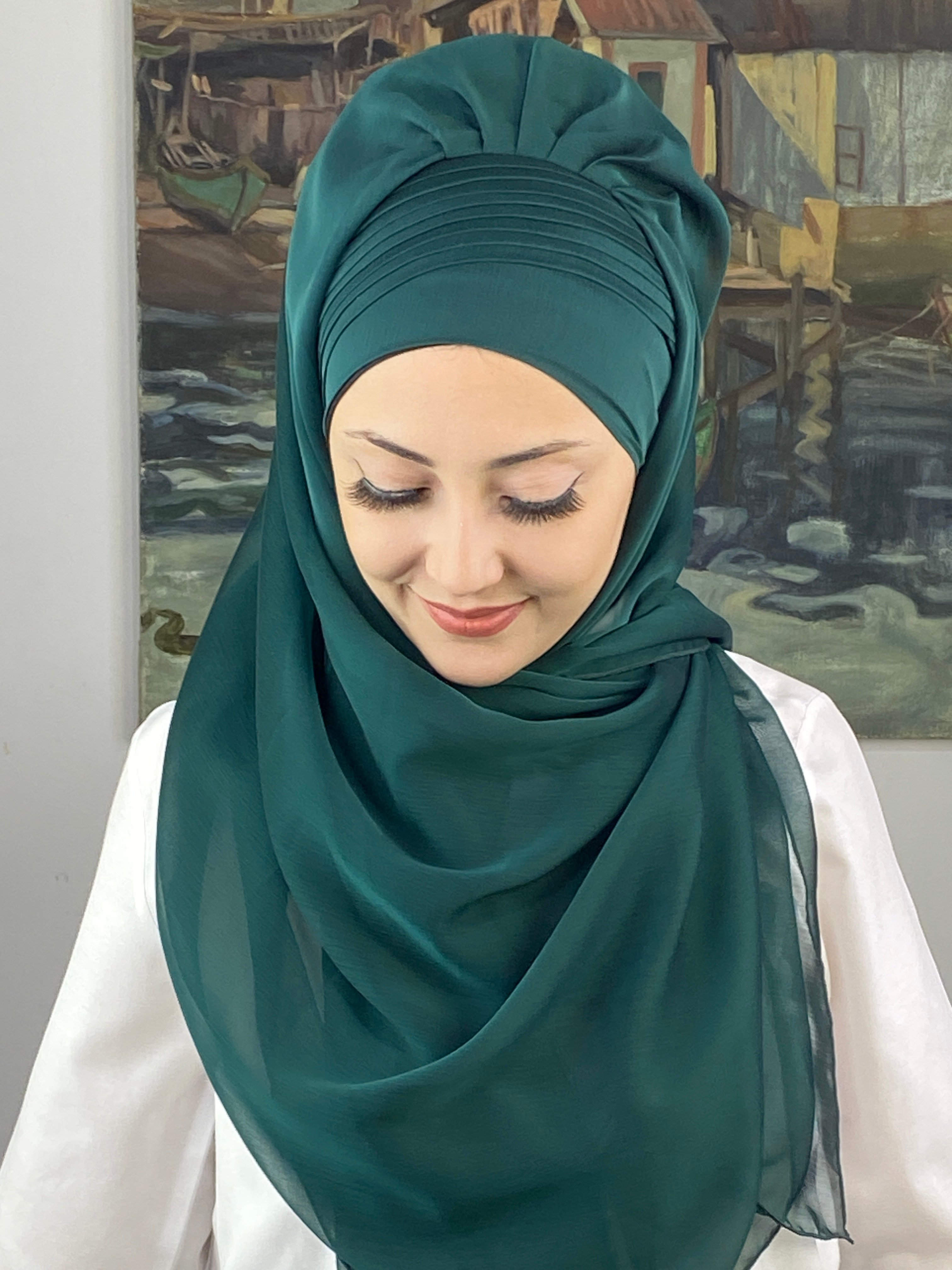Saray Model Yan Drapeli Fransız Şifon Hazır Şal