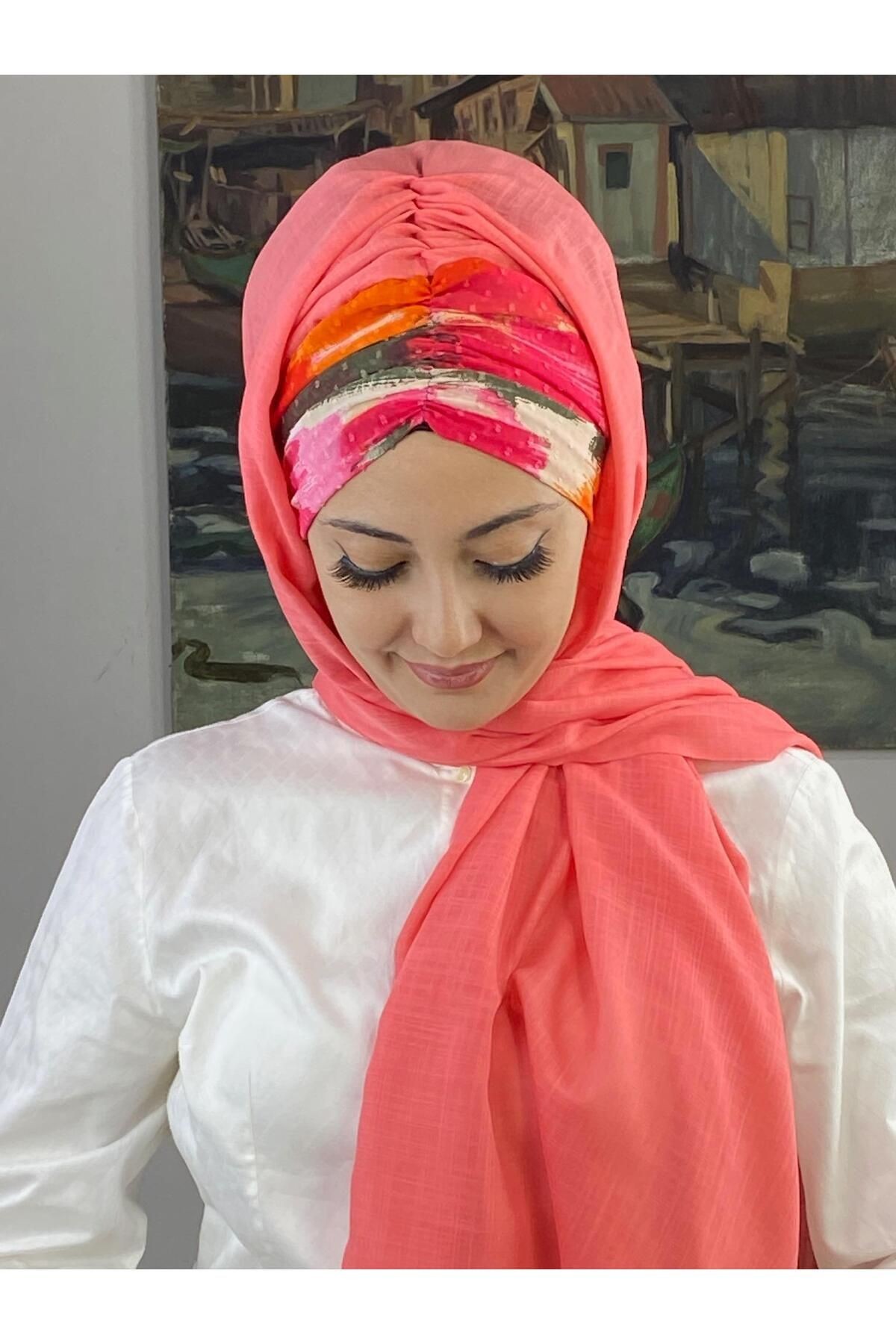 PEMBE PEMBE CİZGİ BÜZGÜLÜ ŞAL