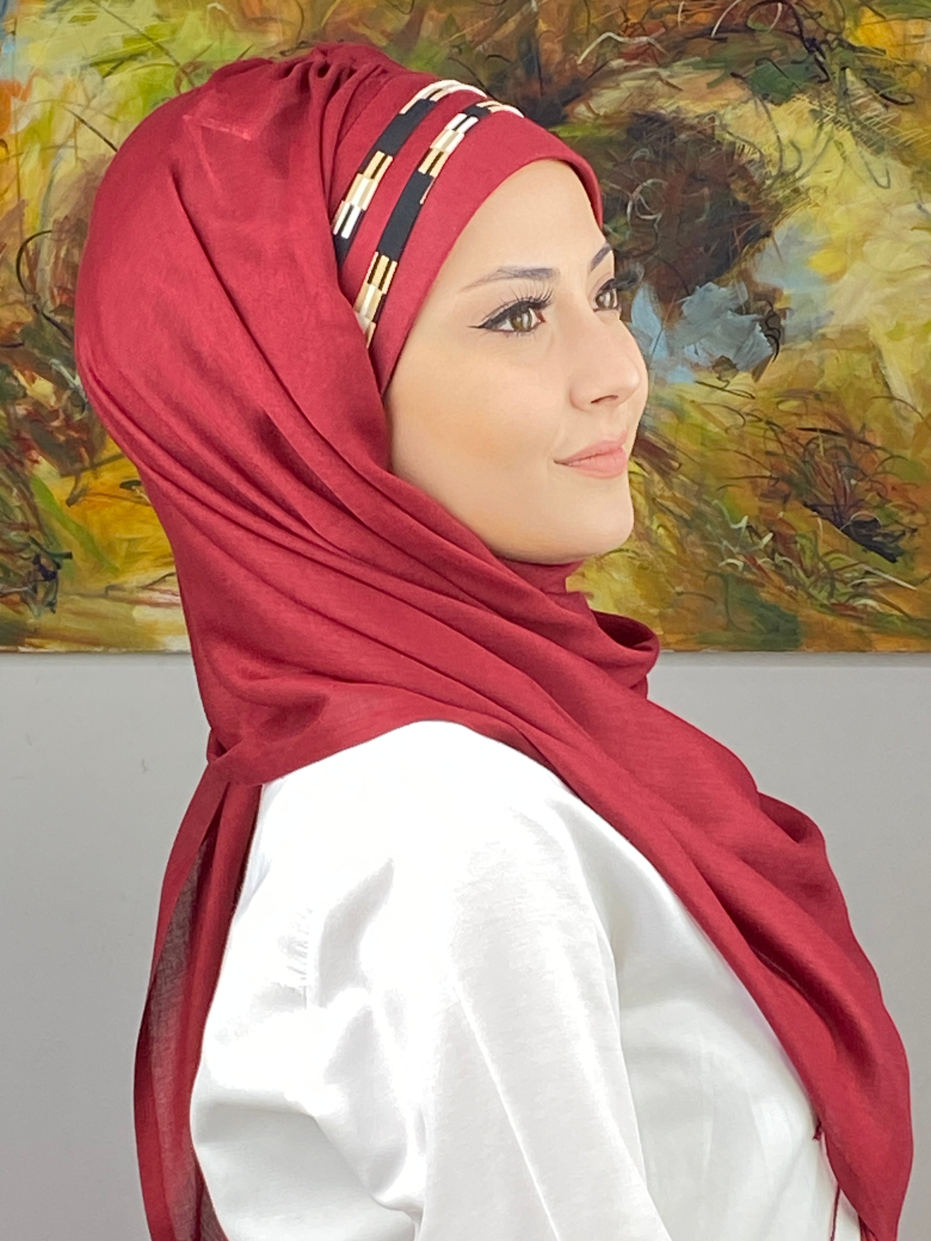  Saray Model Retro Desenli Hazır Şal