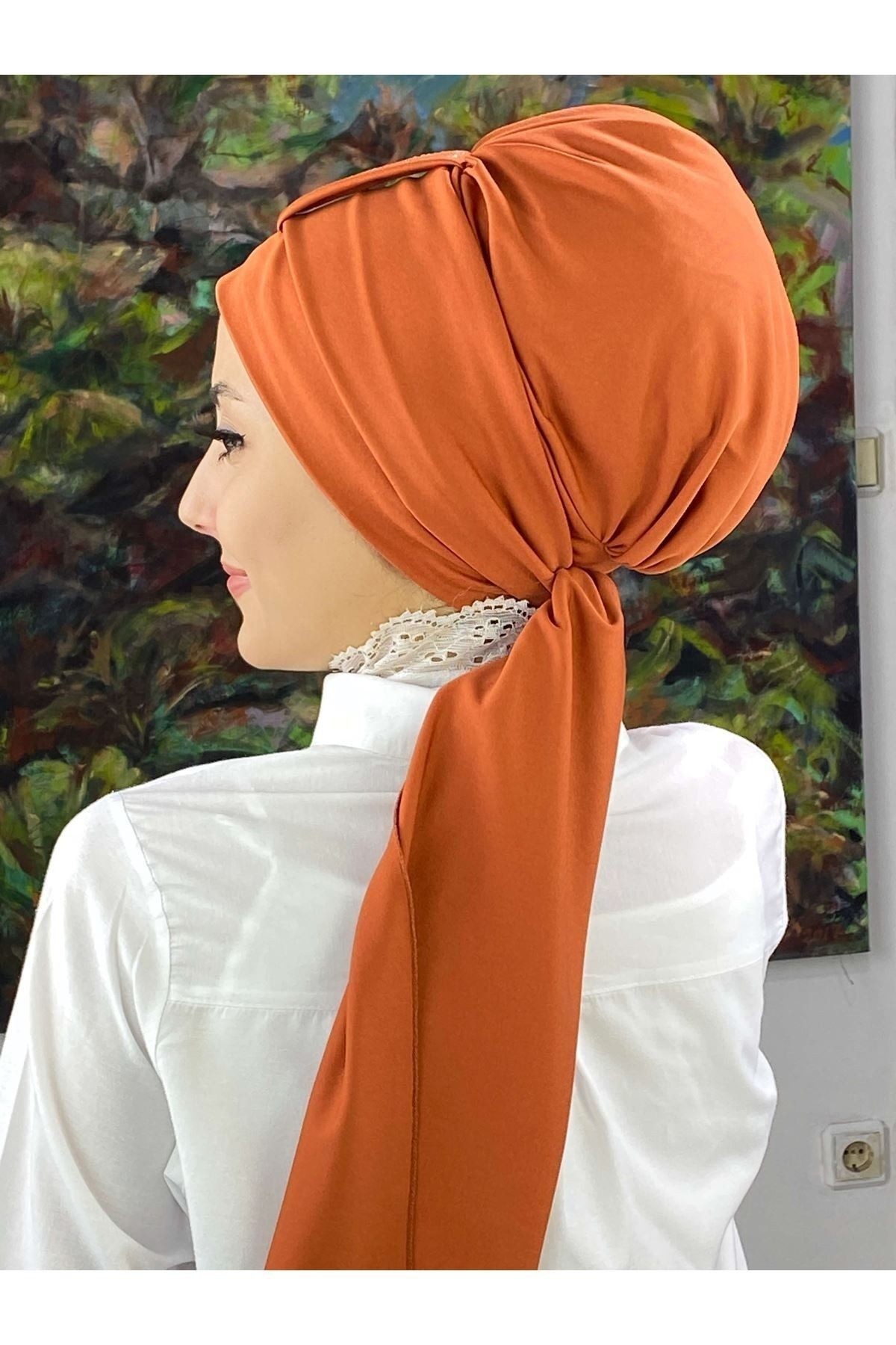 Hürrem Taşlı Tarçın Rengi Bone Şal