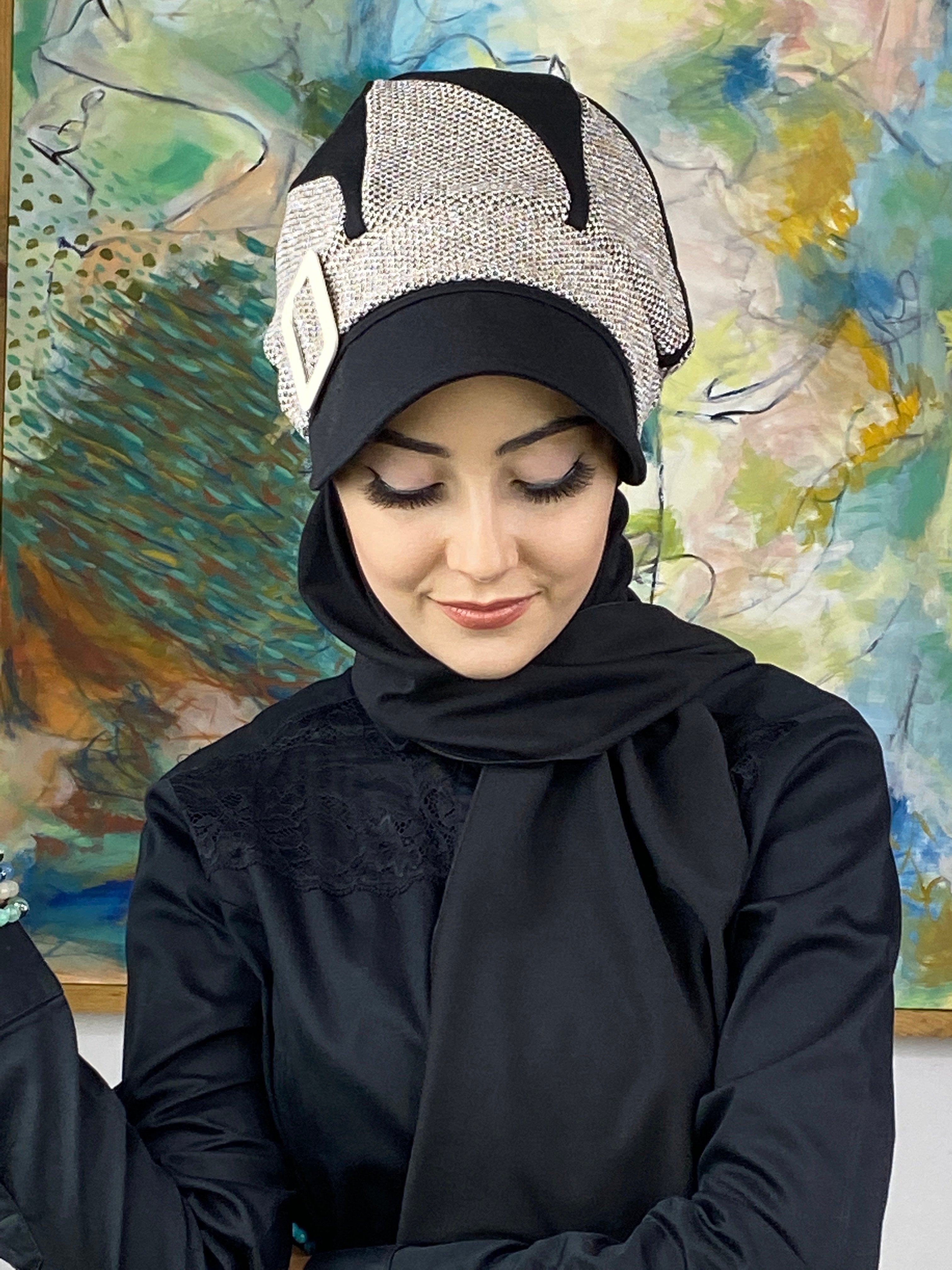 Damla Model Kırçıllı Triko Tesettür Tesettür Şapka Şal