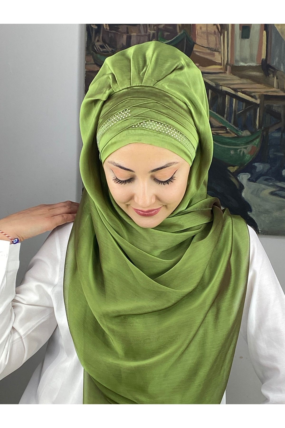 Mihrimah Çapraz Drapeli Fransız Şifon Hazır Şal