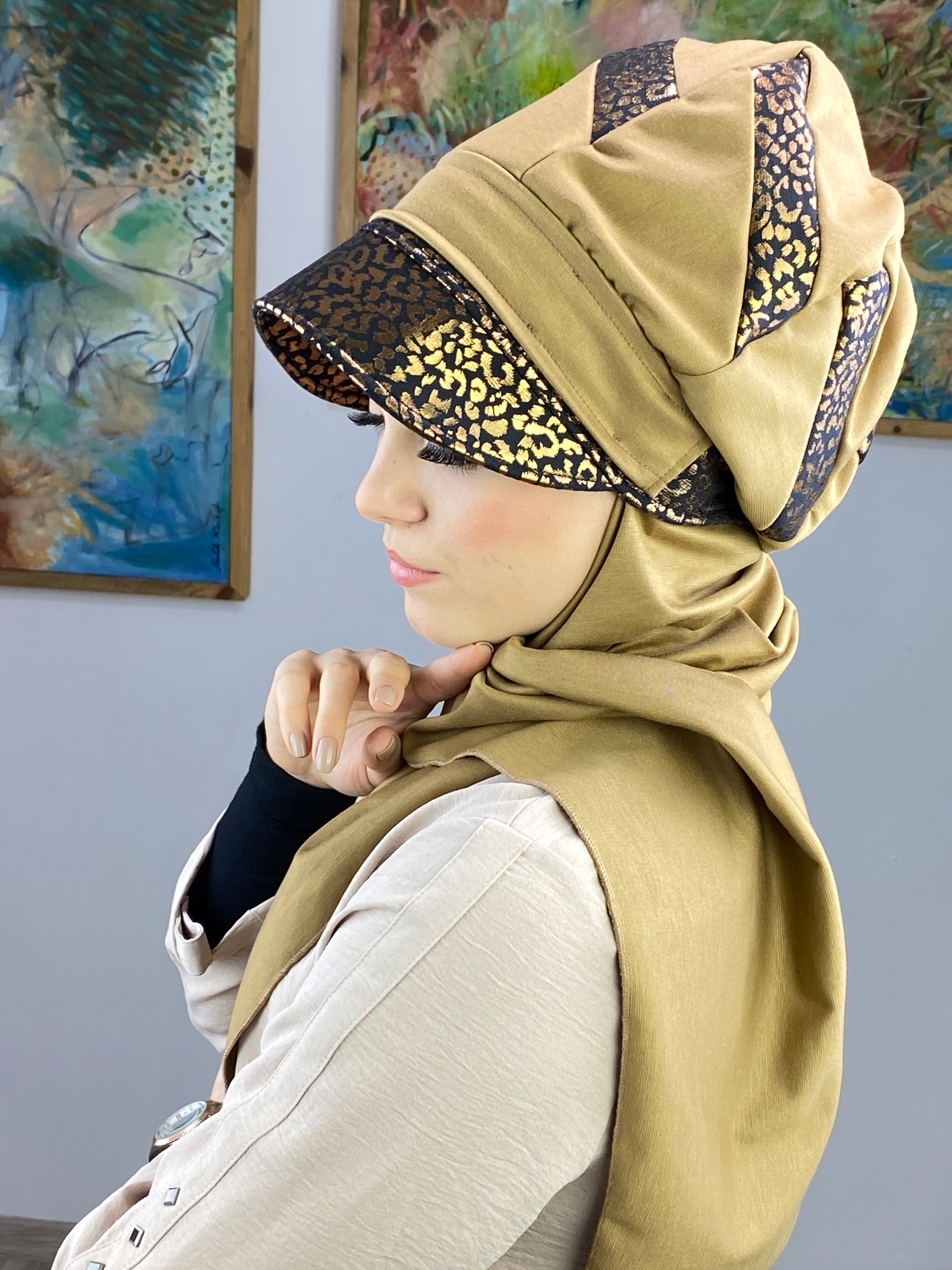 Şerit Modelli Atkılı Şapka