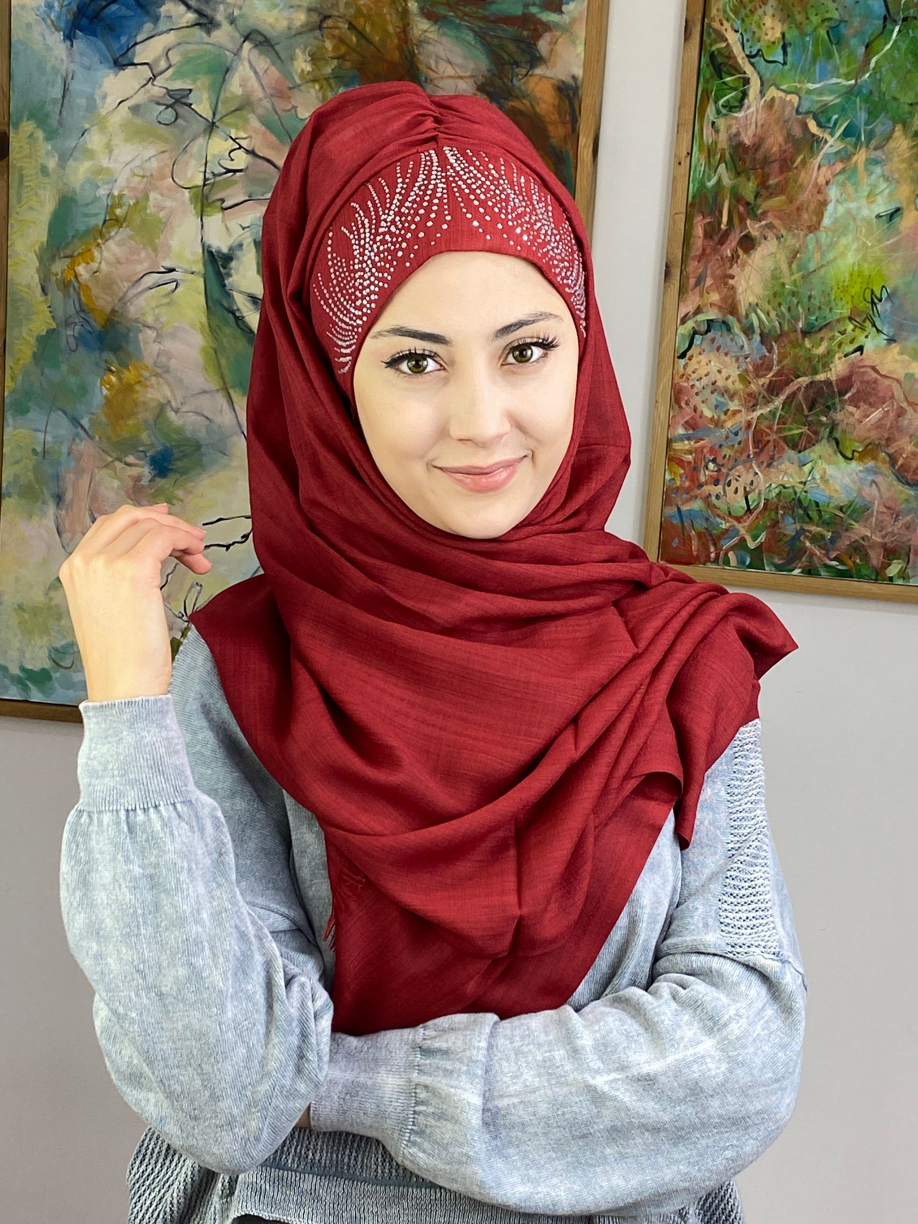 İhtişamlı Taşlı Model Şal