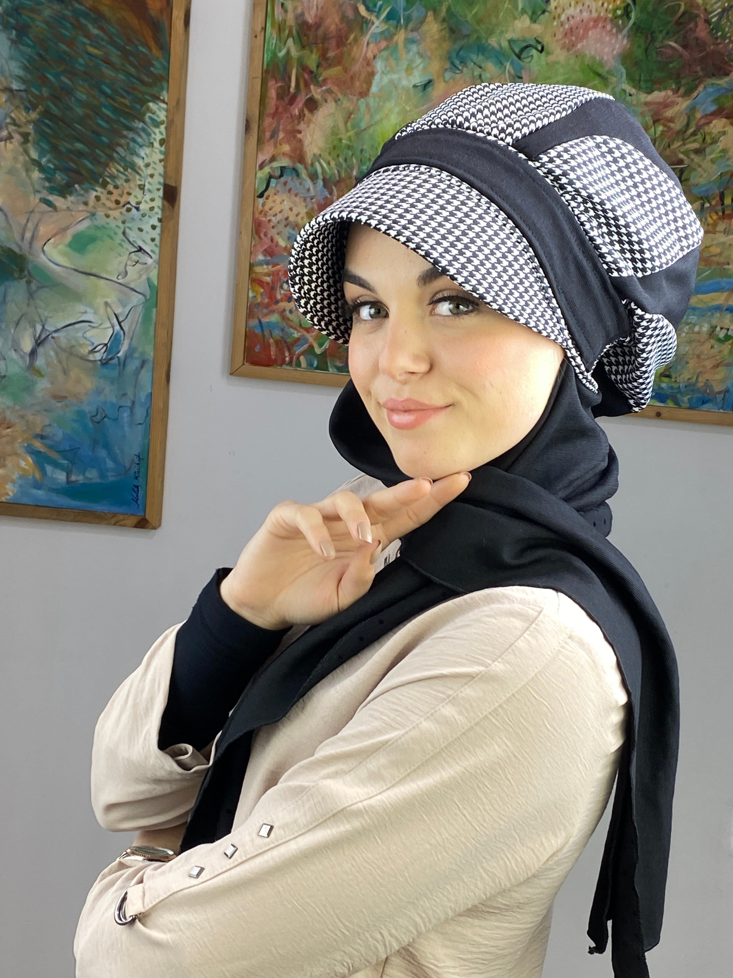 Damla Model Toka Detaylı Şapka Şal