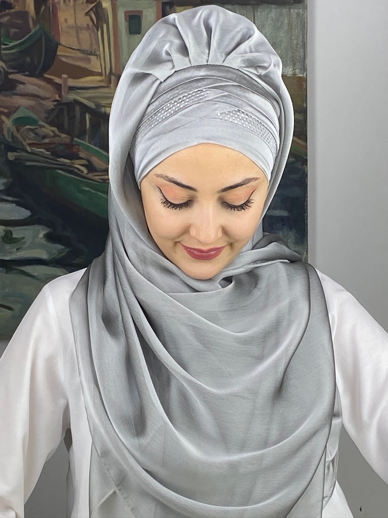 FRANSIZ CAPRAZ DRAPE DETAYLI ABİYE ŞAL