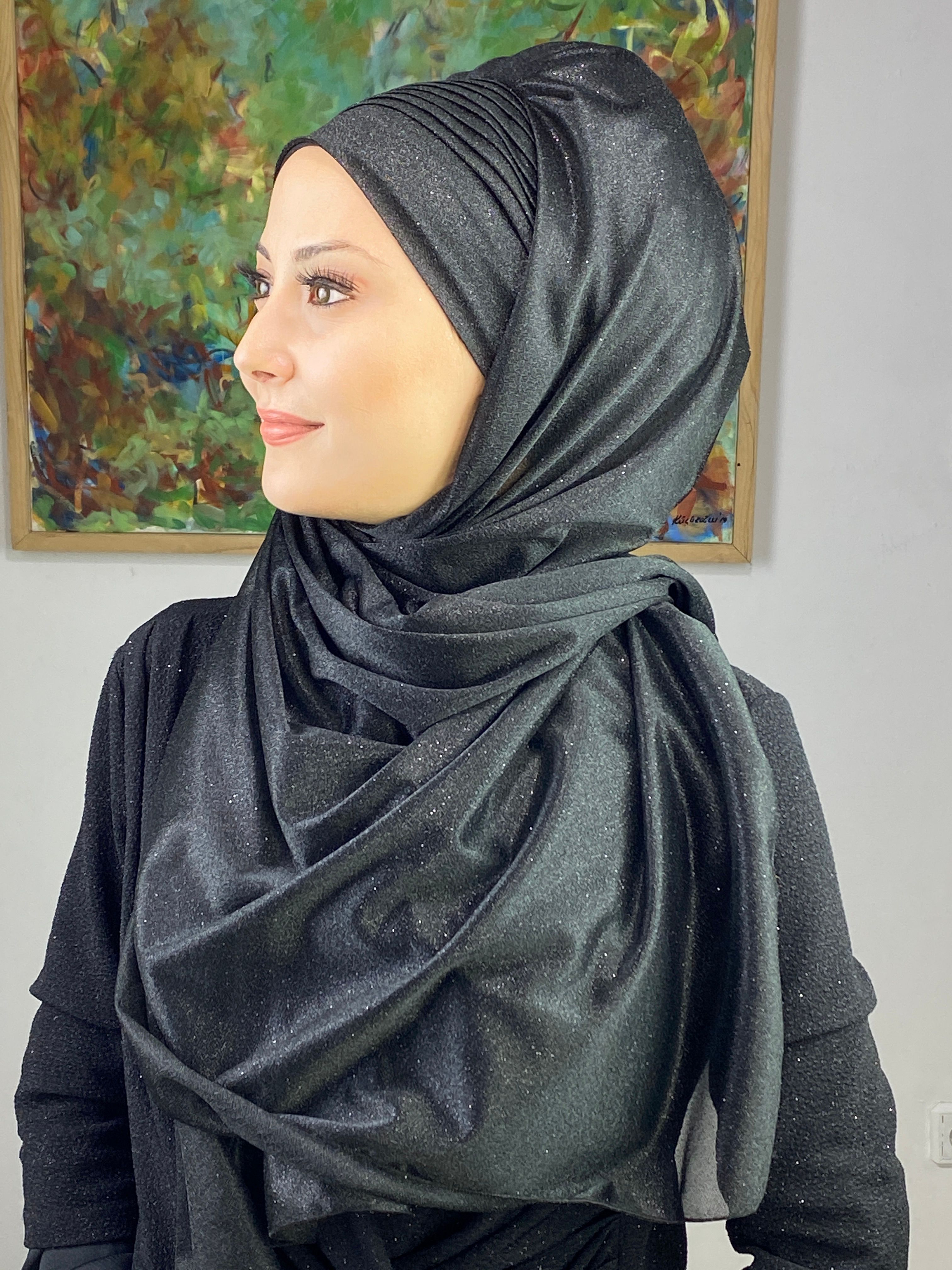 Saray Model Simli Yan Drapeli Şal