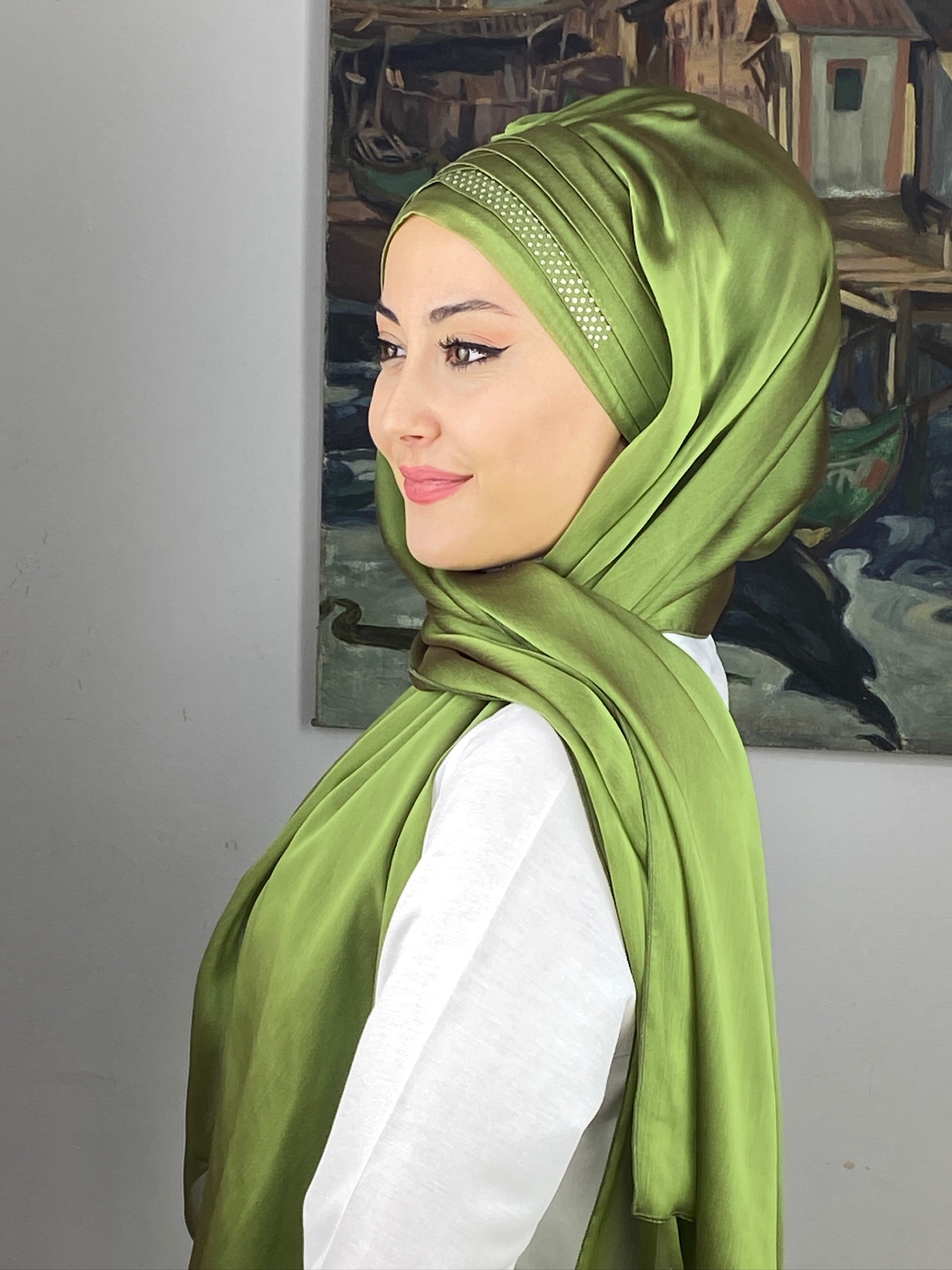FRANSIZ CAPRAZ DRAPE DETAYLI ABİYE ŞAL
