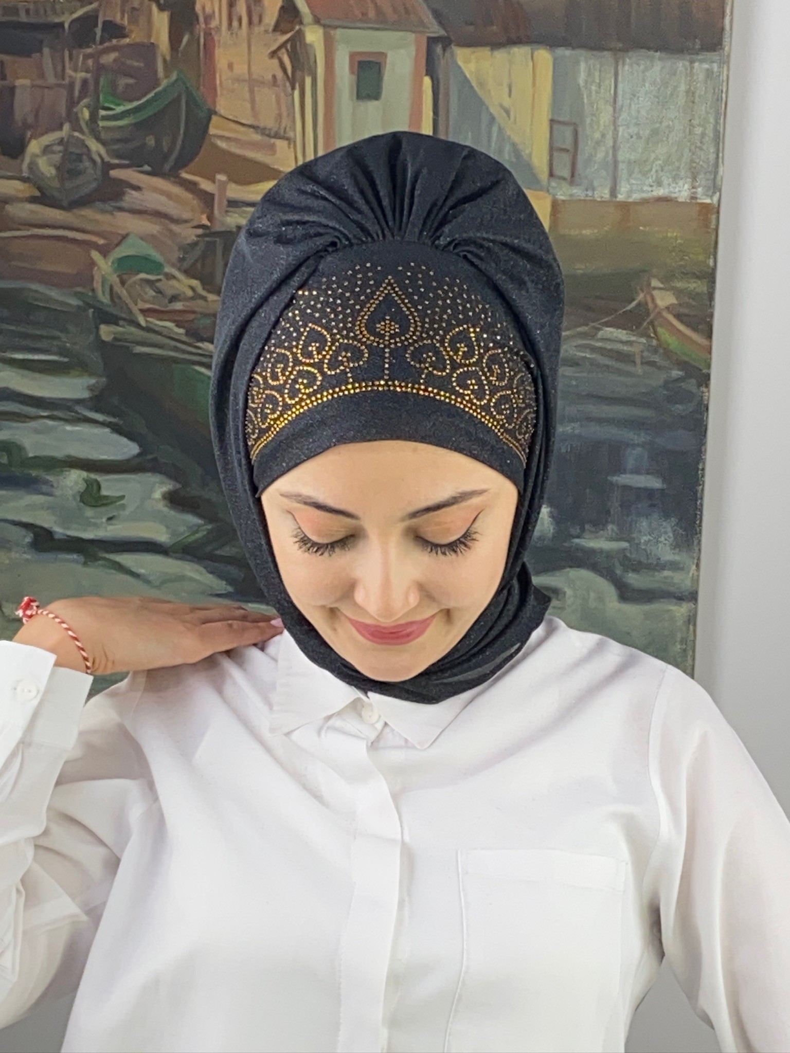 FRANSIZ CAPRAZ DRAPE DETAYLI ABİYE ŞAL