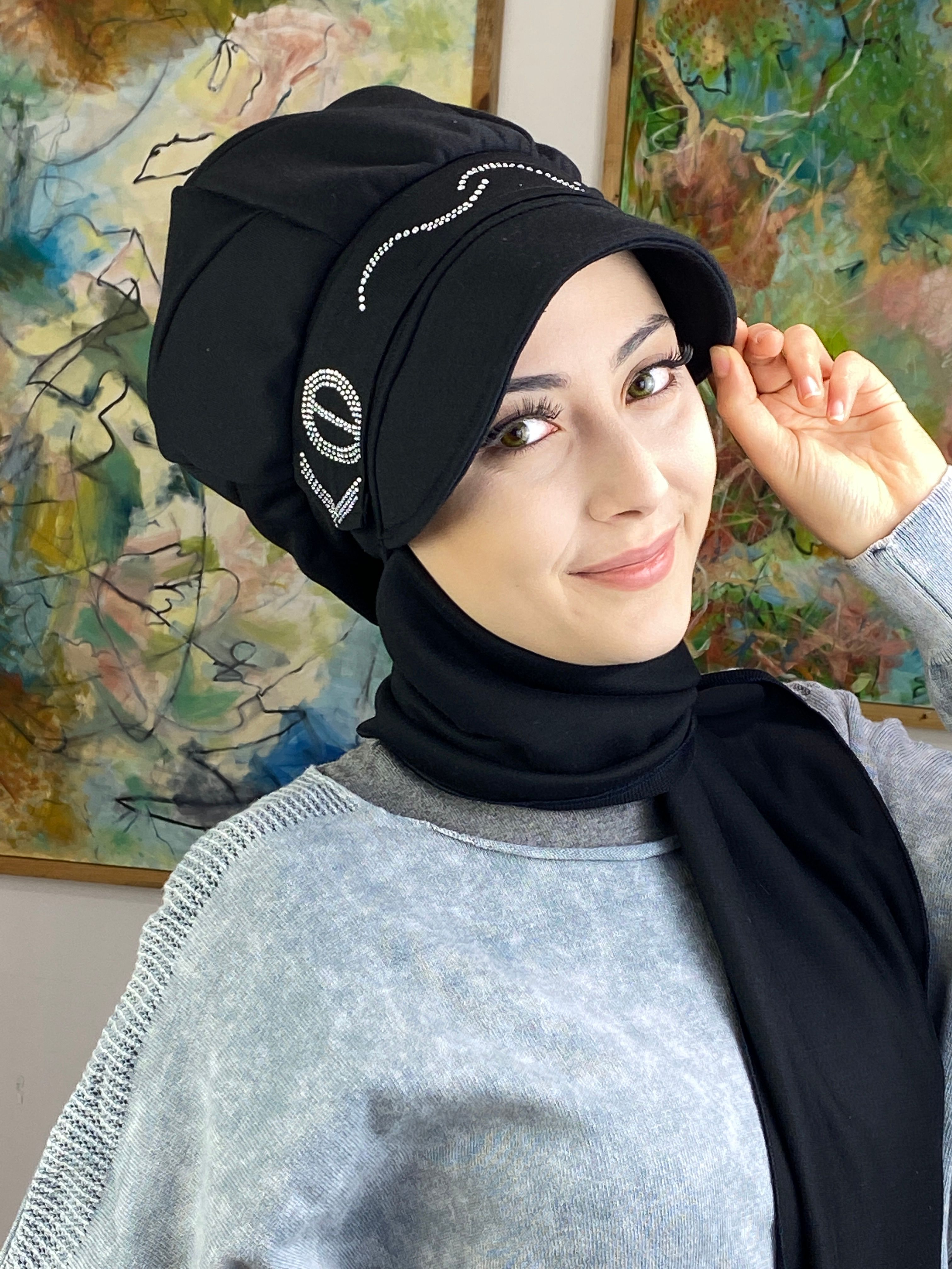 Toka Modelli Taşlı Şapka 