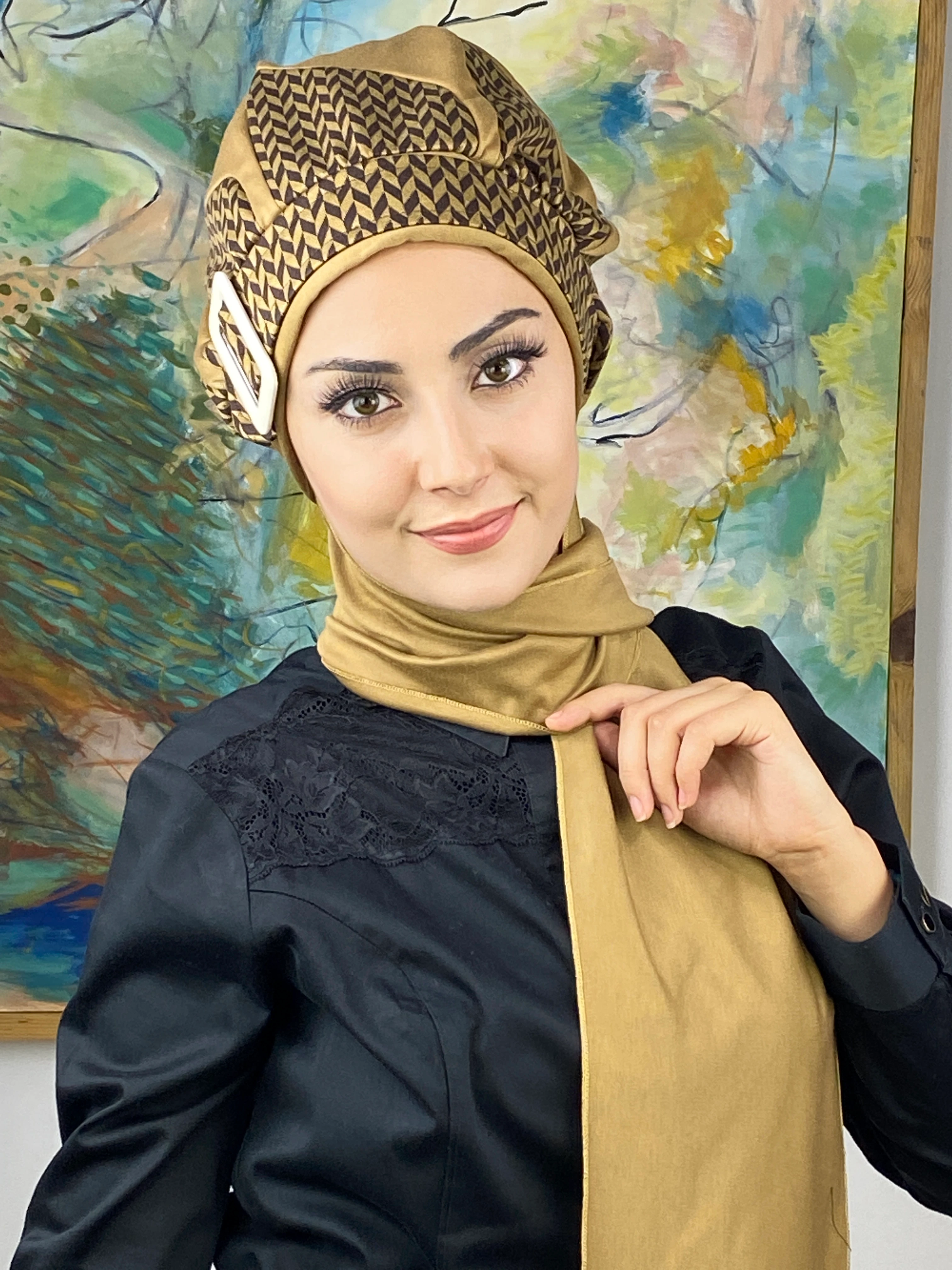 Damla Model Küçük Ekoseli Tesettür Bere