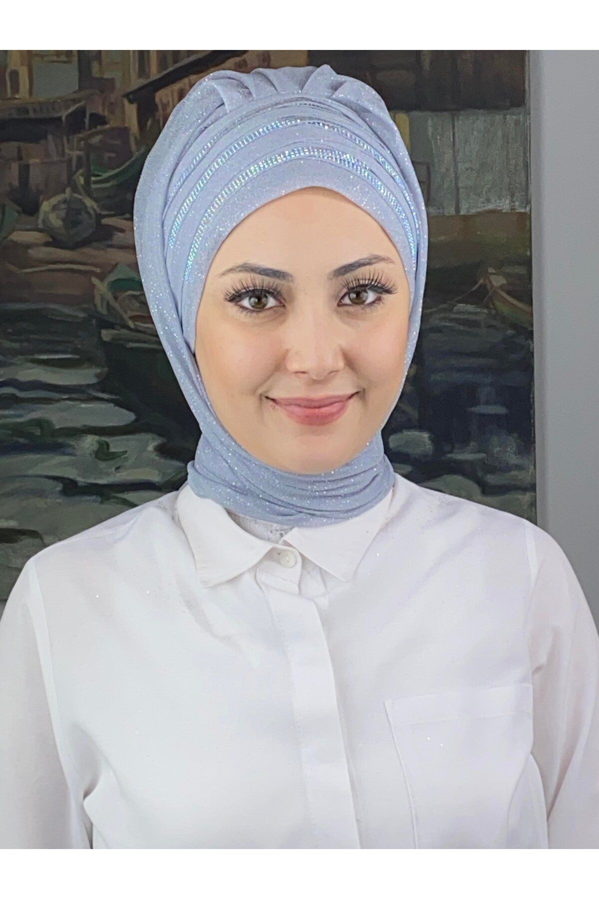 Lüks Topkapı Model Taşlı Simli Kısa Abiye Açık Gri Hazır Şal