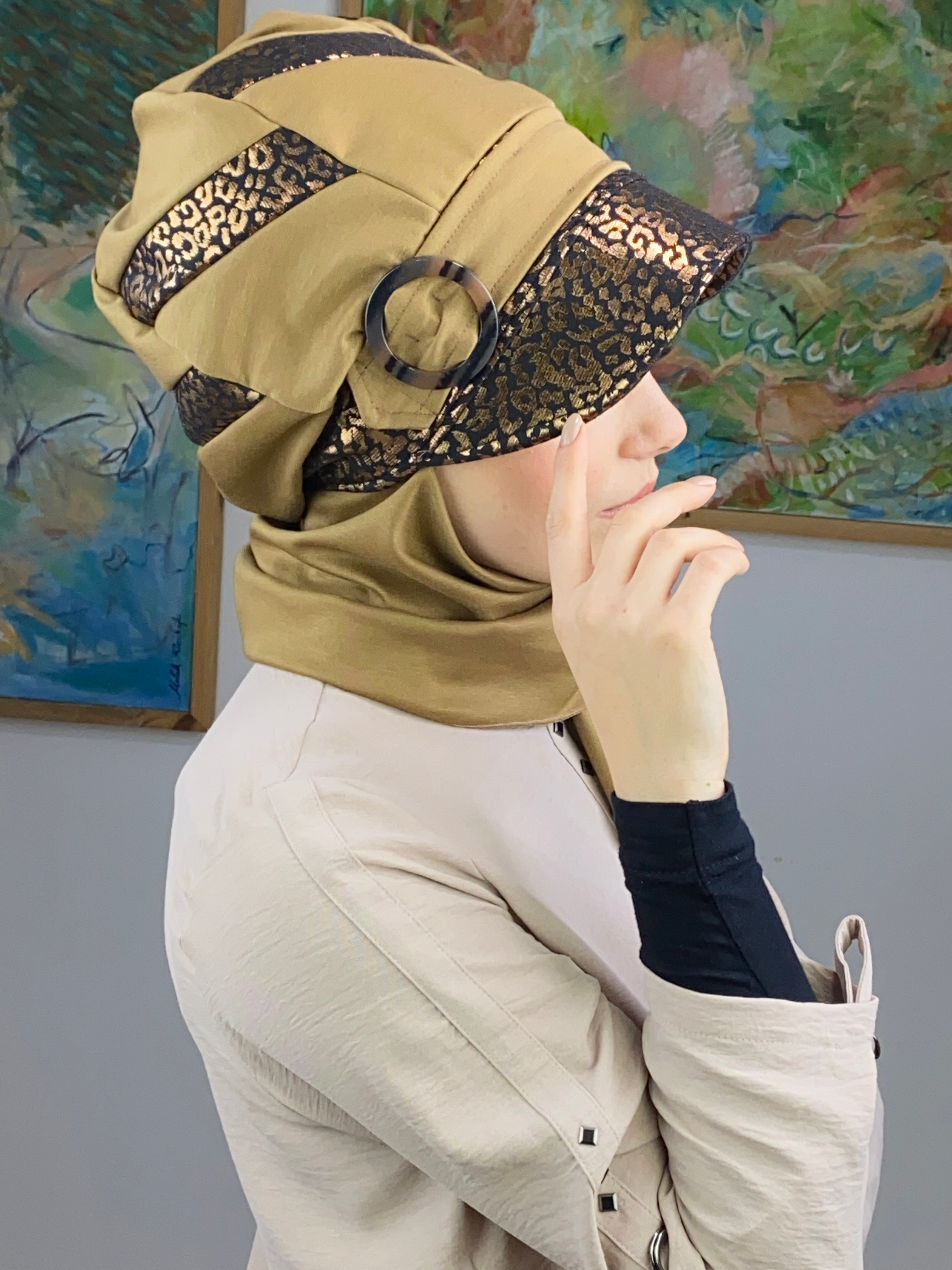 Şerit Modelli Atkılı Şapka
