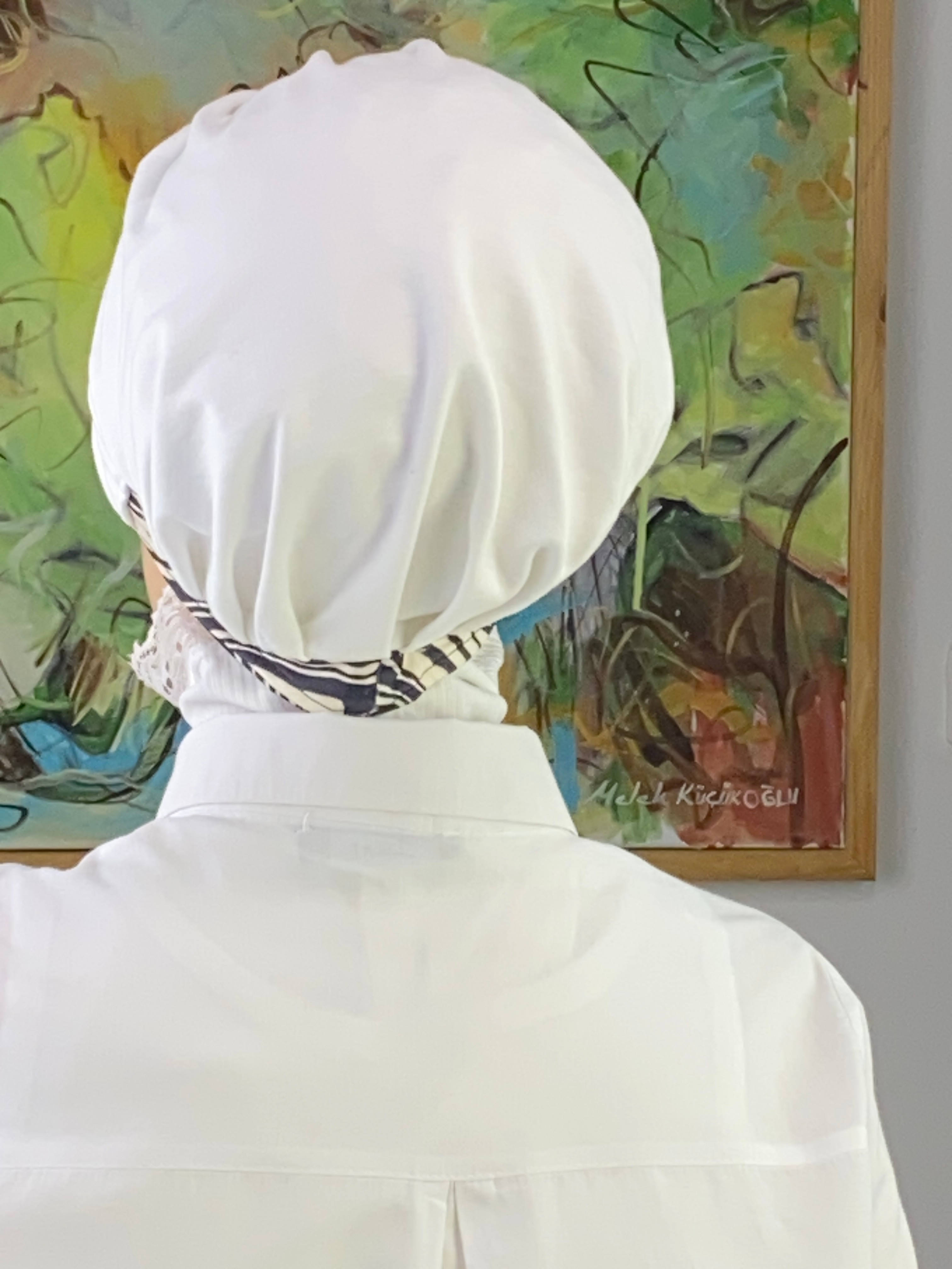 Nazlı Model Tokalı İnce Zebra Desenli Tesettür Şapka