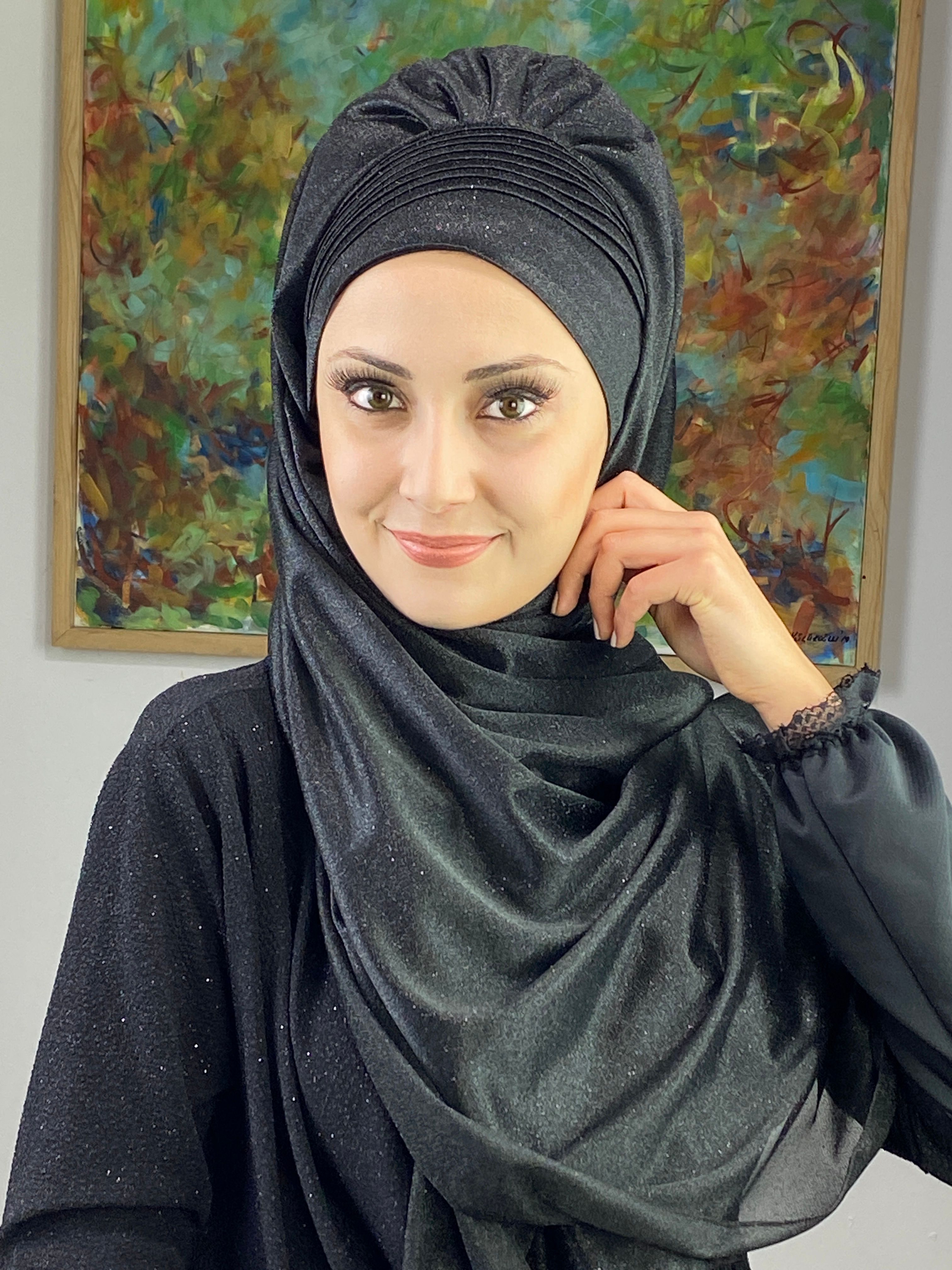 Saray Model Simli Yan Drapeli Şal