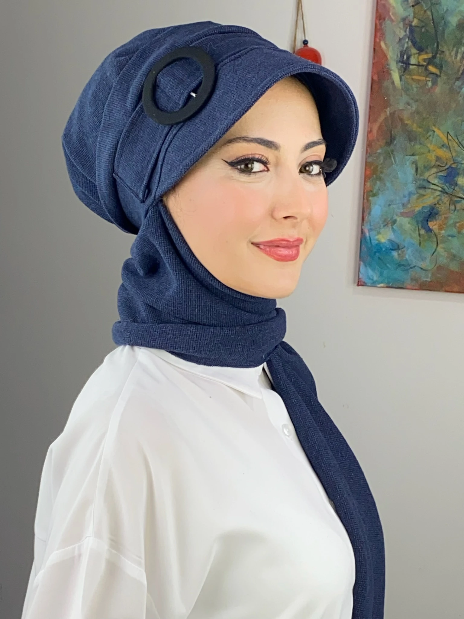 TOKALI ŞAPKA  - lacivert - yeşil benekli