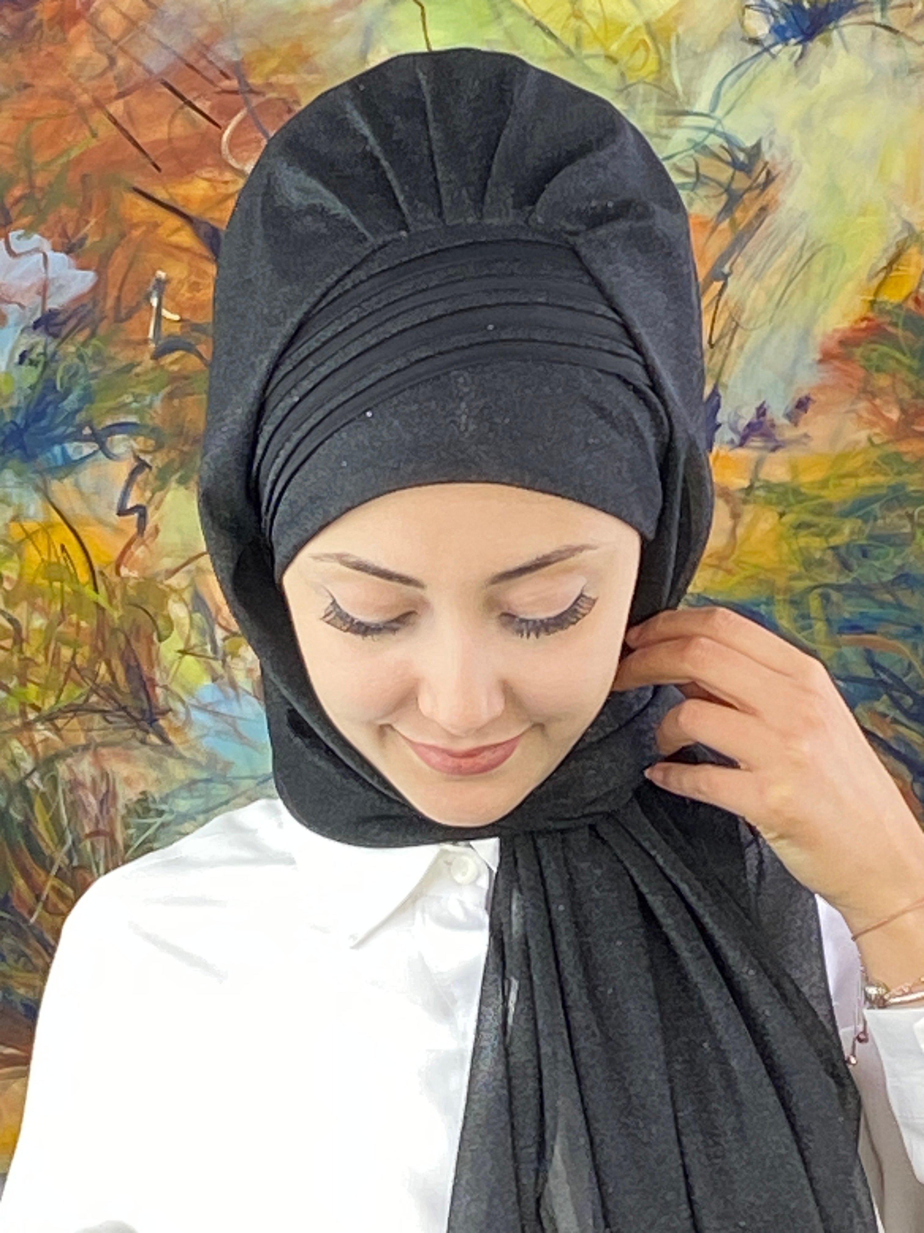 Saray Model Fransız Şifon Drapeli Simli Hazır Şal