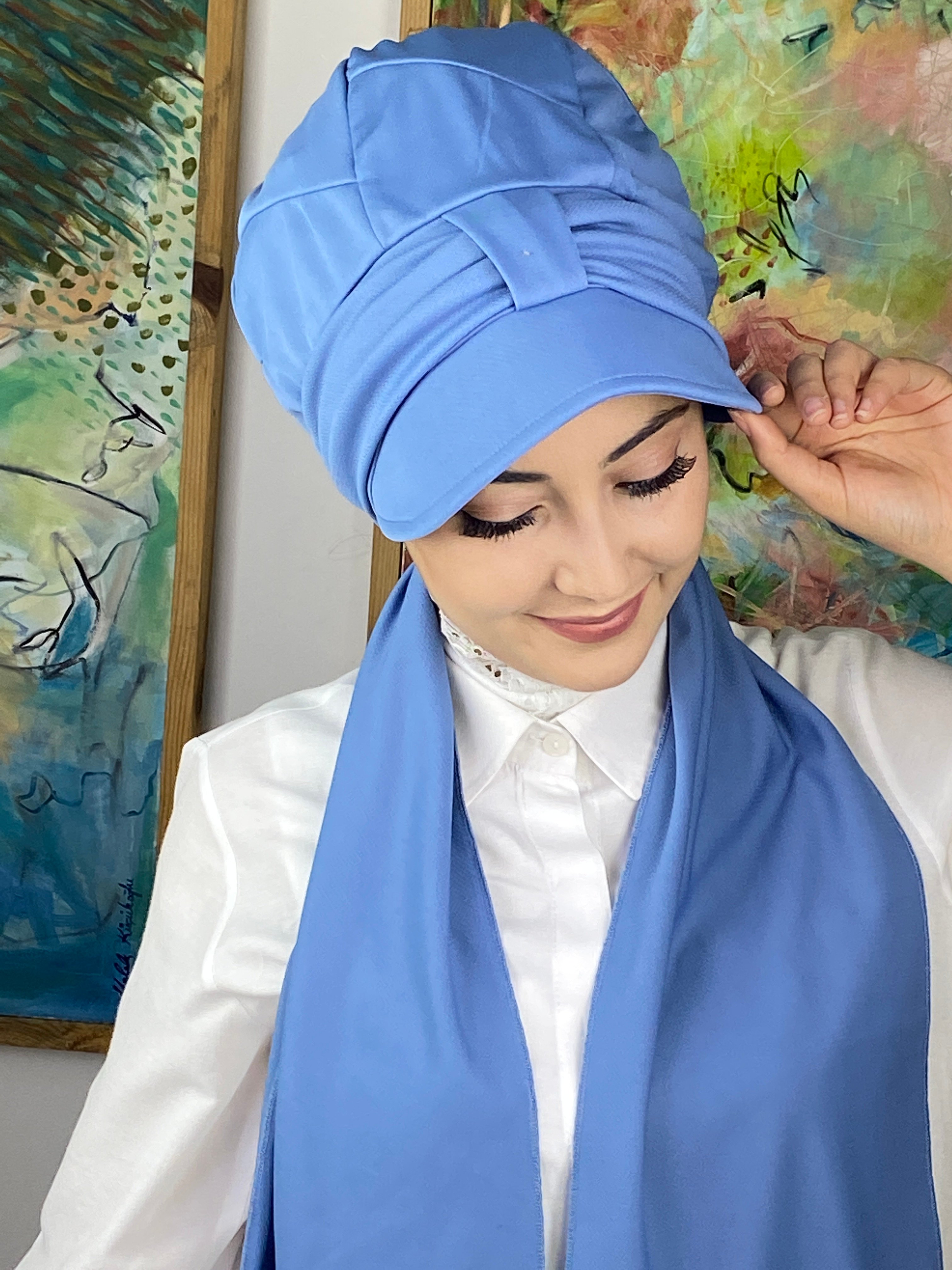 Tek Biritli Fularlı Şapka