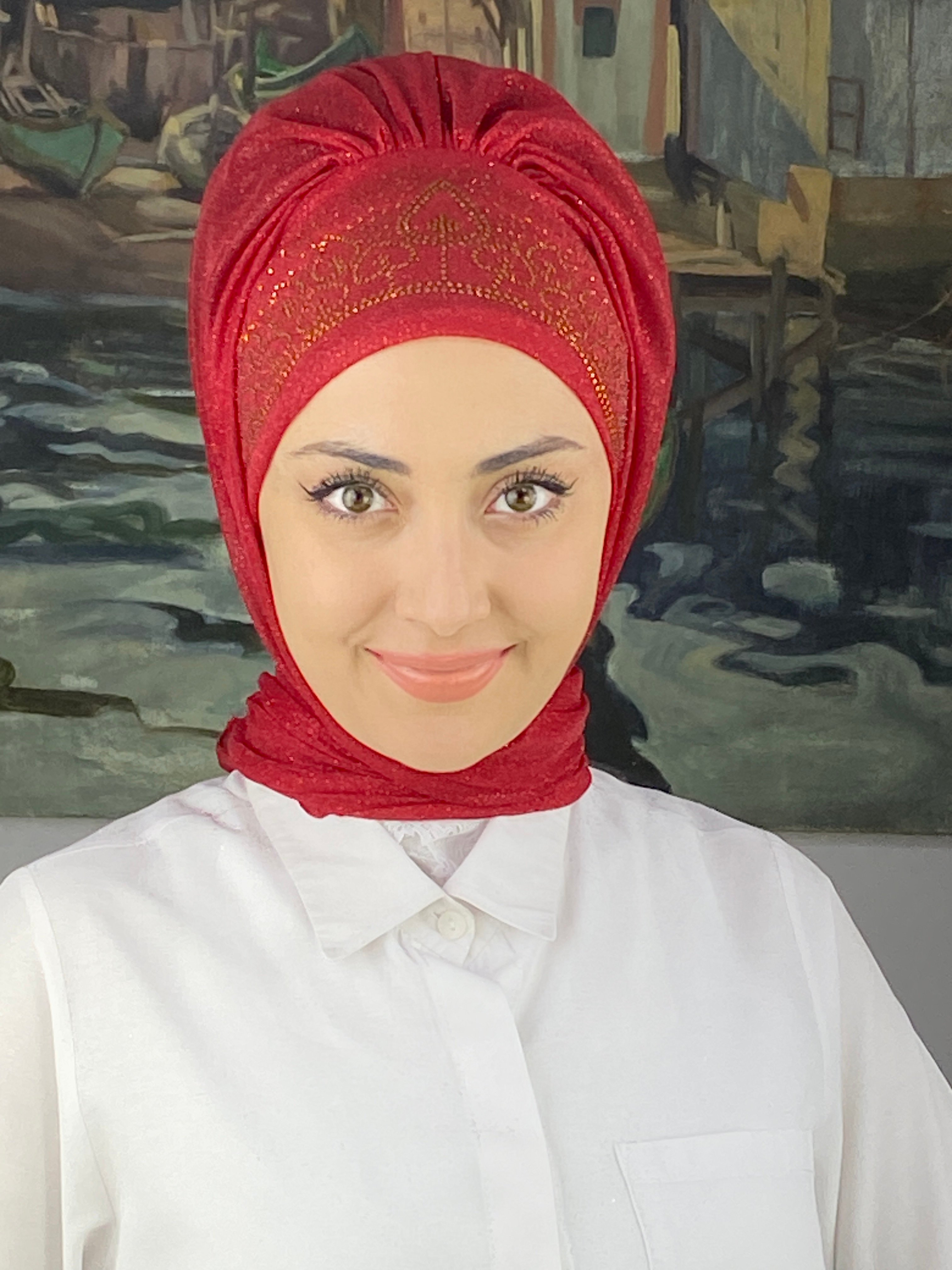 Prenses Model Altın Sarısı Taşlı Şal
