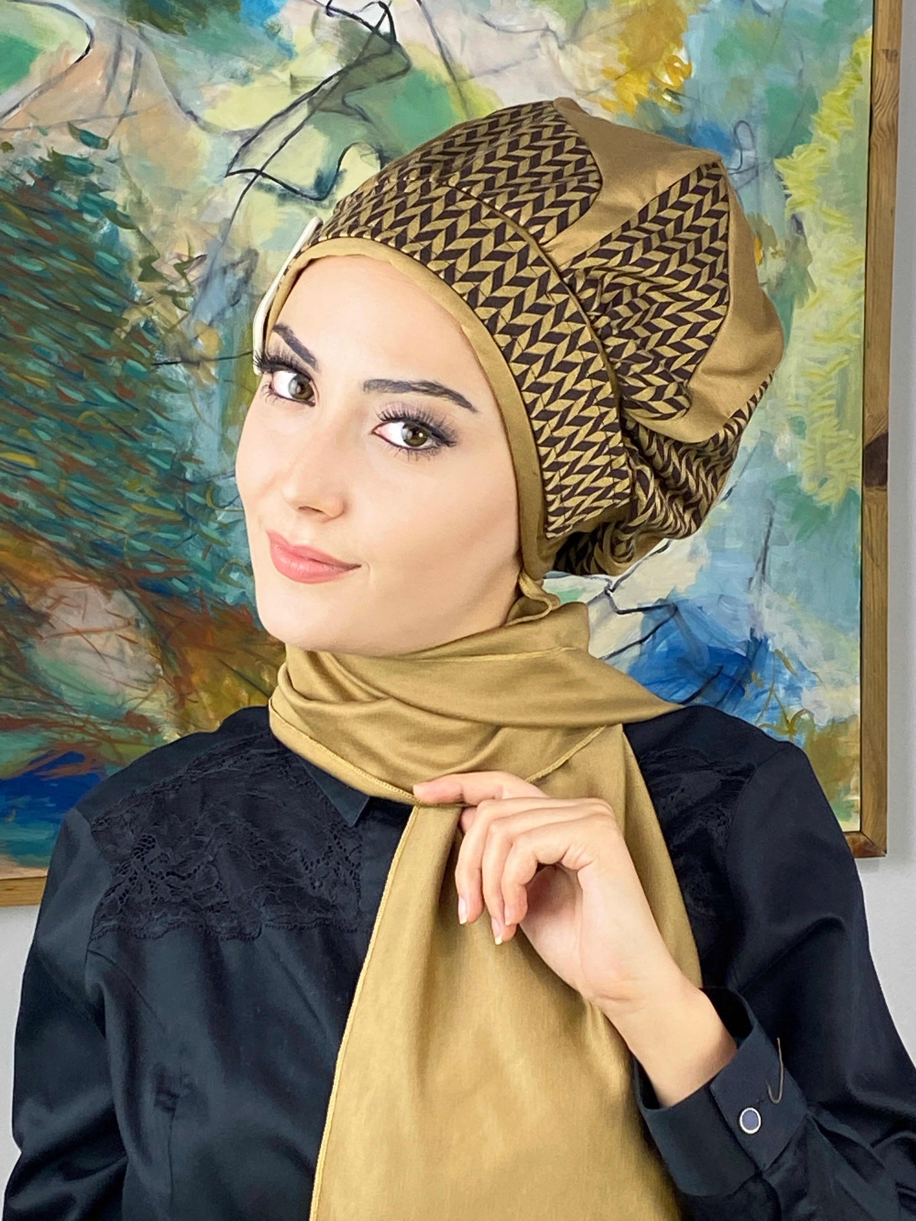 Damla Model Küçük Ekoseli Tesettür Bere