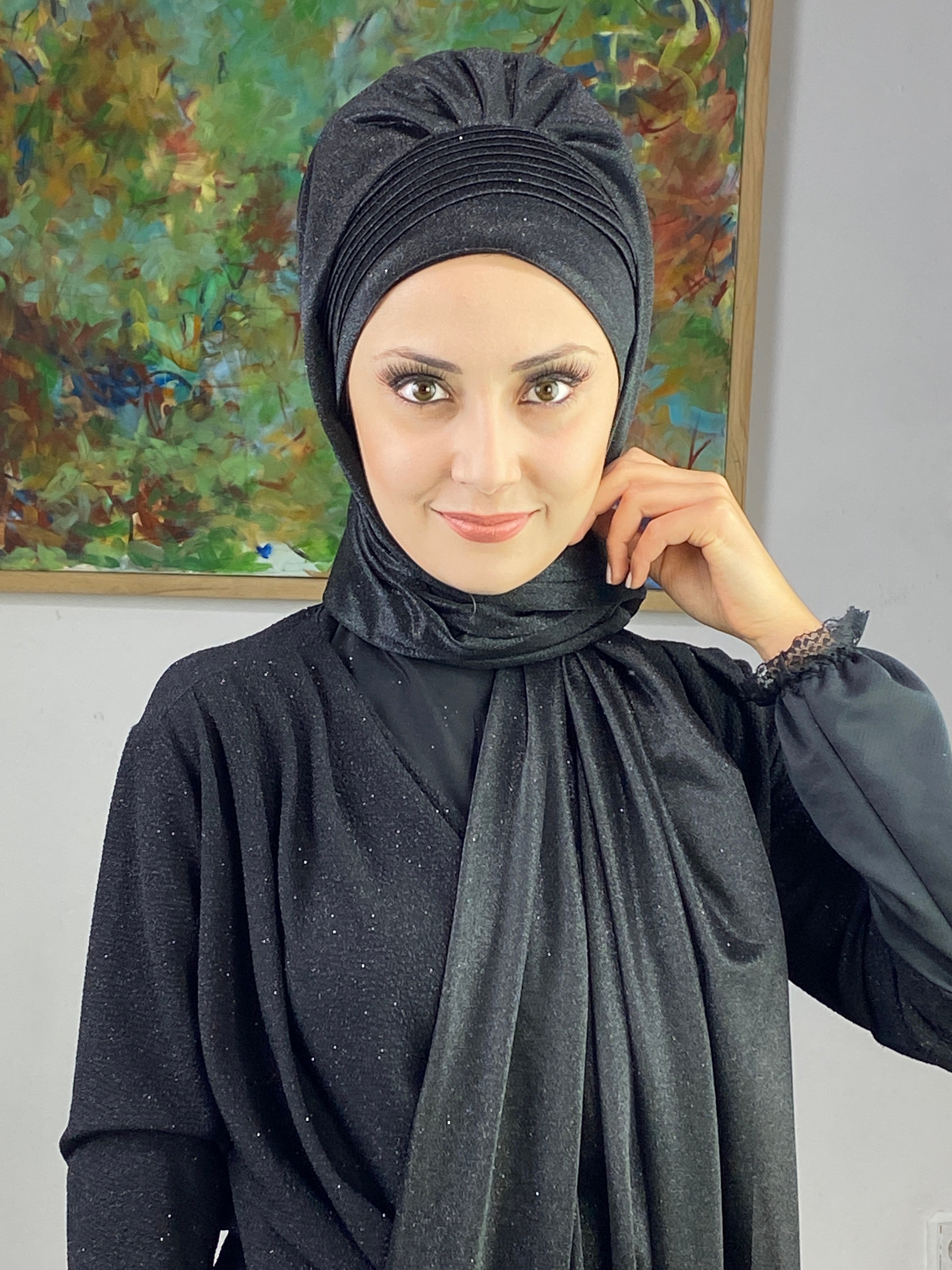 Saray Model Simli Yan Drapeli Şal