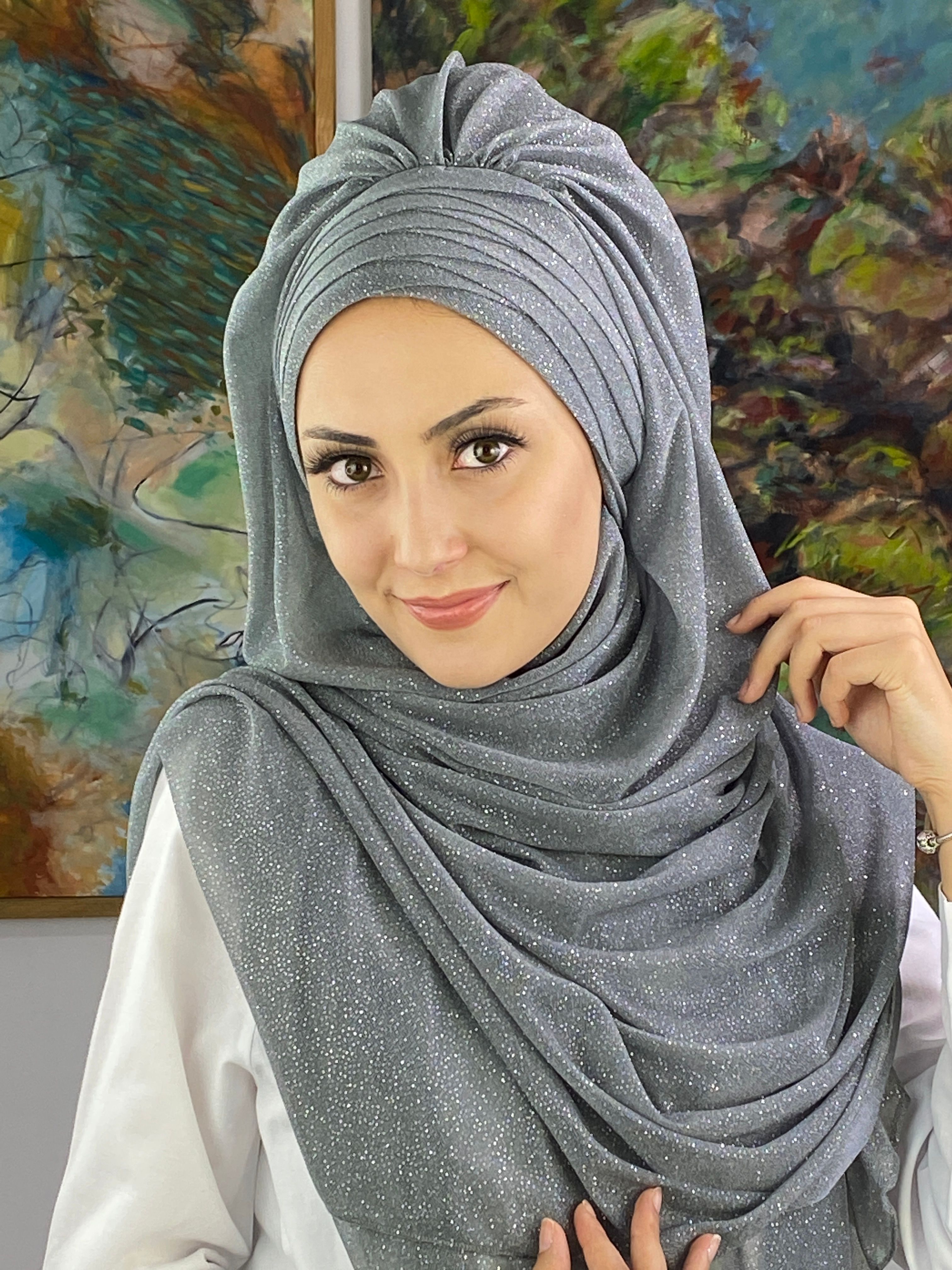 Işıltı Model Drapeli Simli Abiye Şal